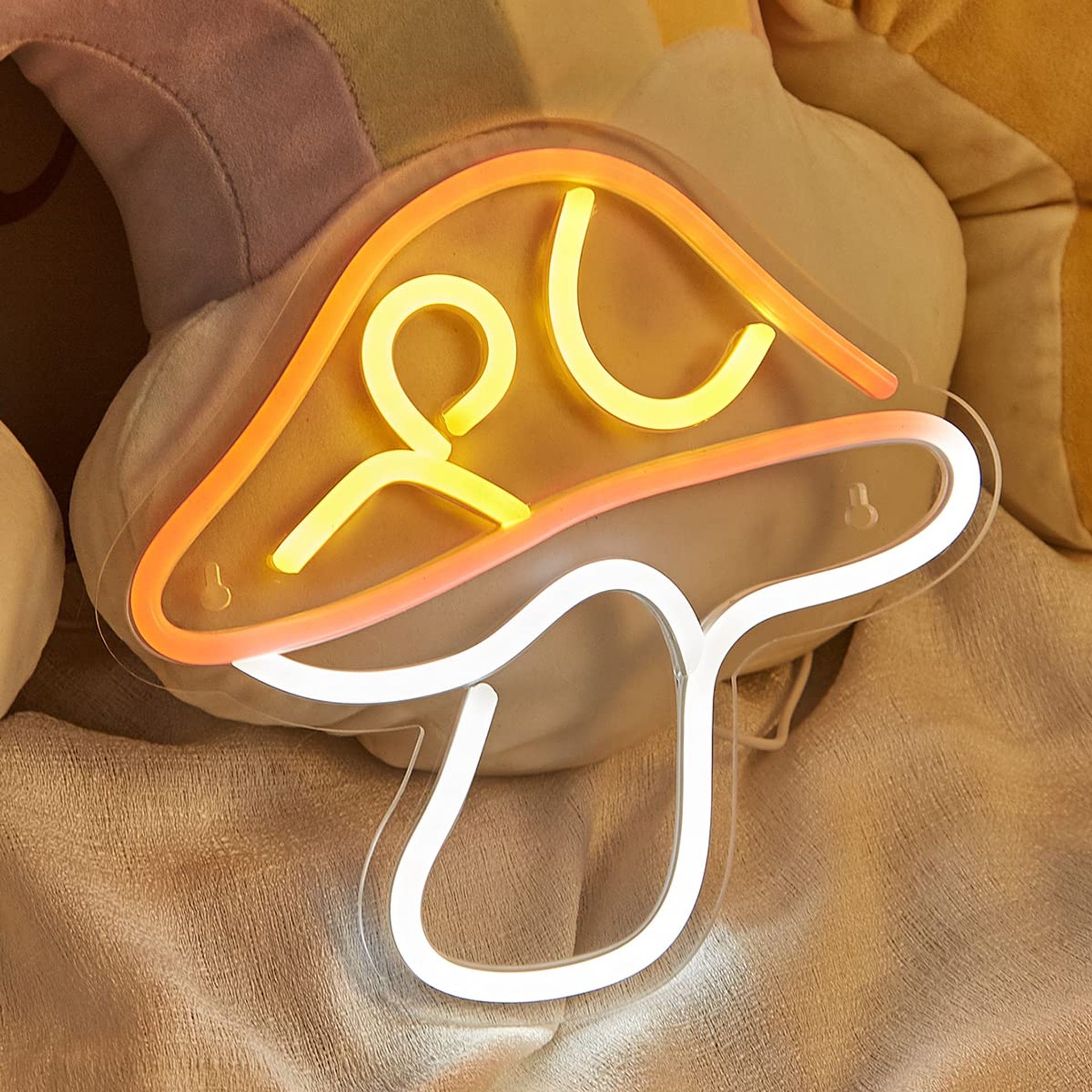 LED Neon Mushroom Sign | Cute USB-Powered Night Light | 3D Wall Art for Bedroom & Game Room Decor