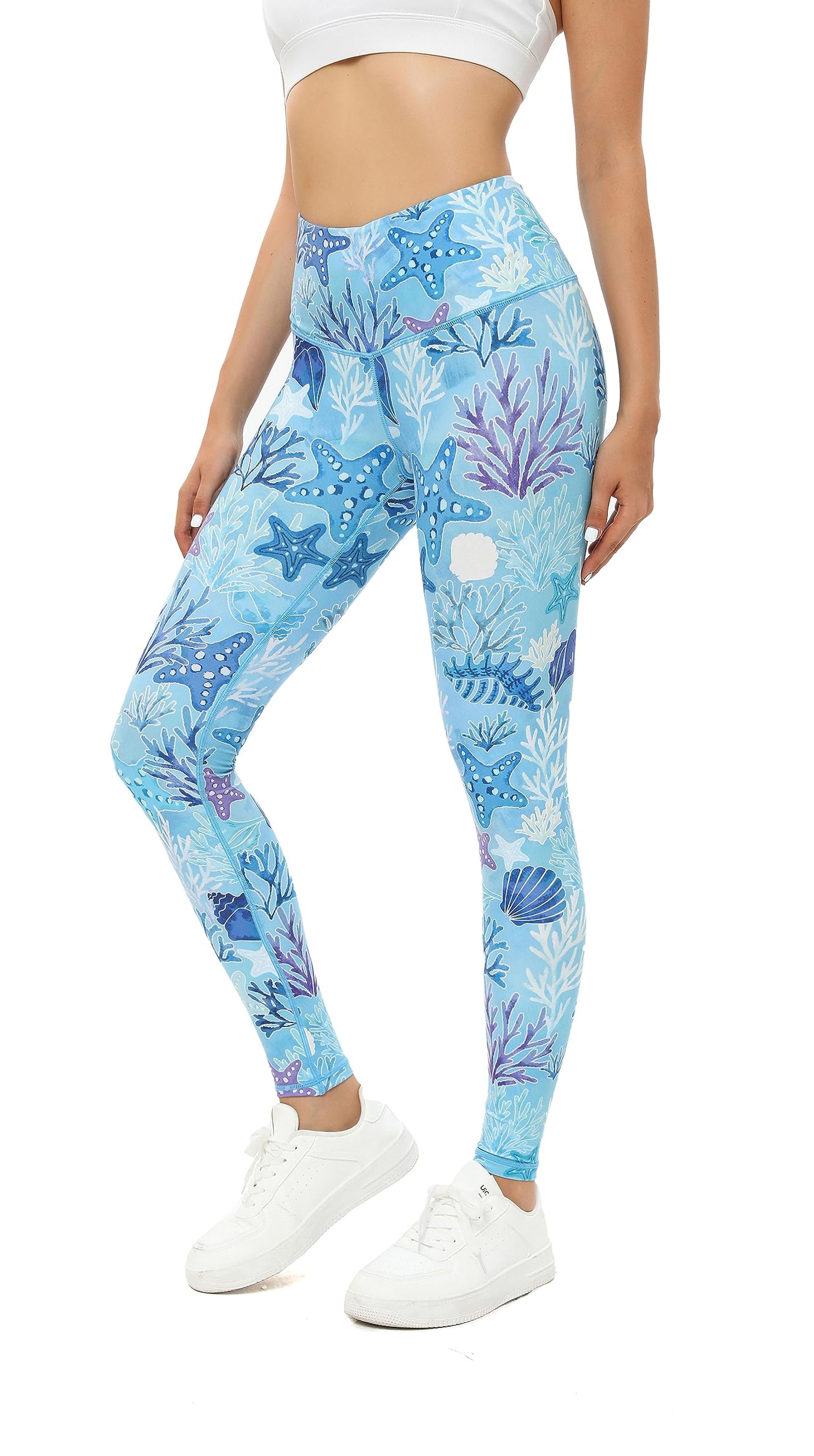 Chisportate Sea Blue High Rise Yoga Pants for Women - Sustainable Tummy Control Leggings