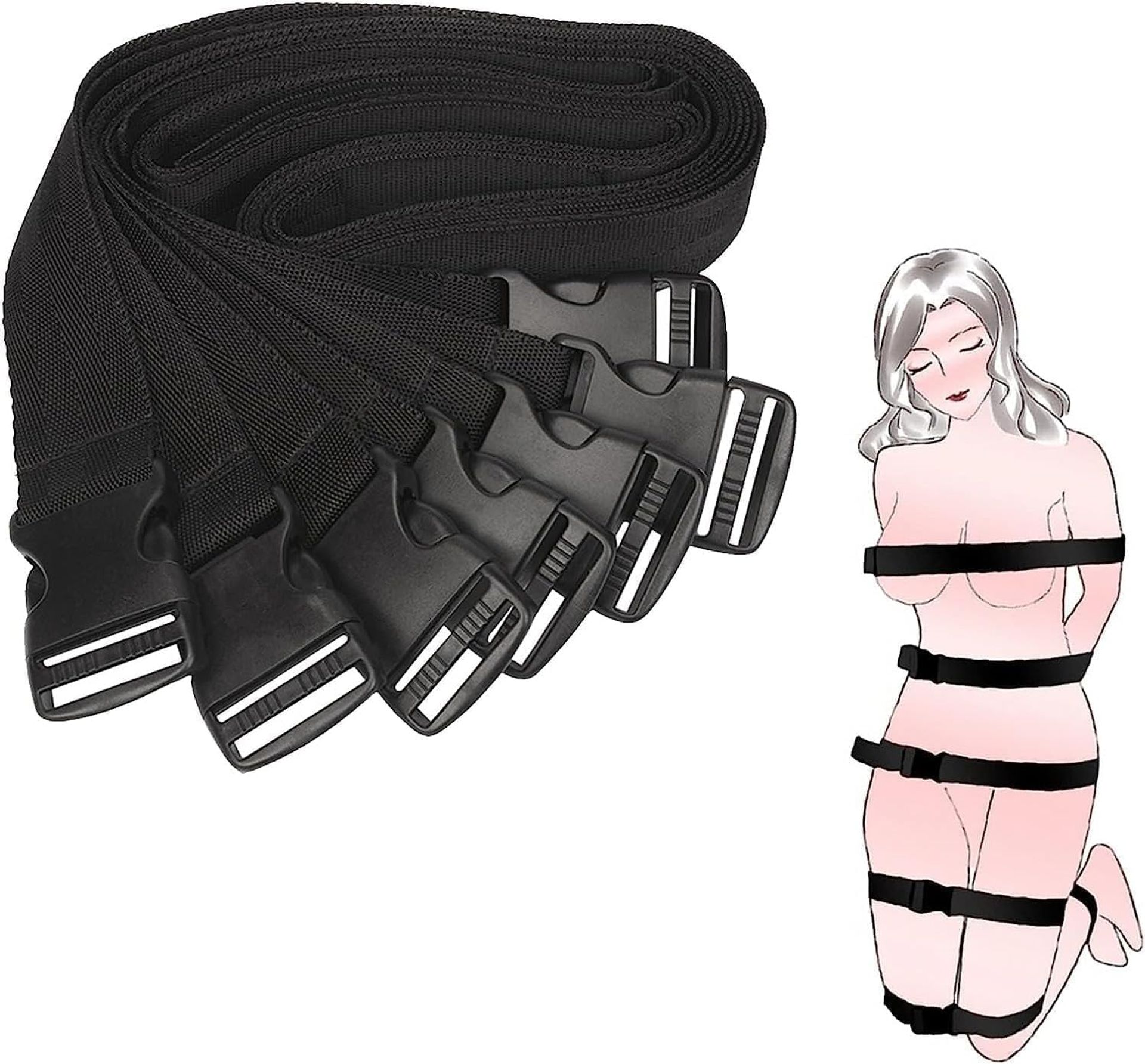 Nylon Bondage Set 7 PCS Tie Rope BDSM Kit for Couples - Full Body Restraint & Fetish Play