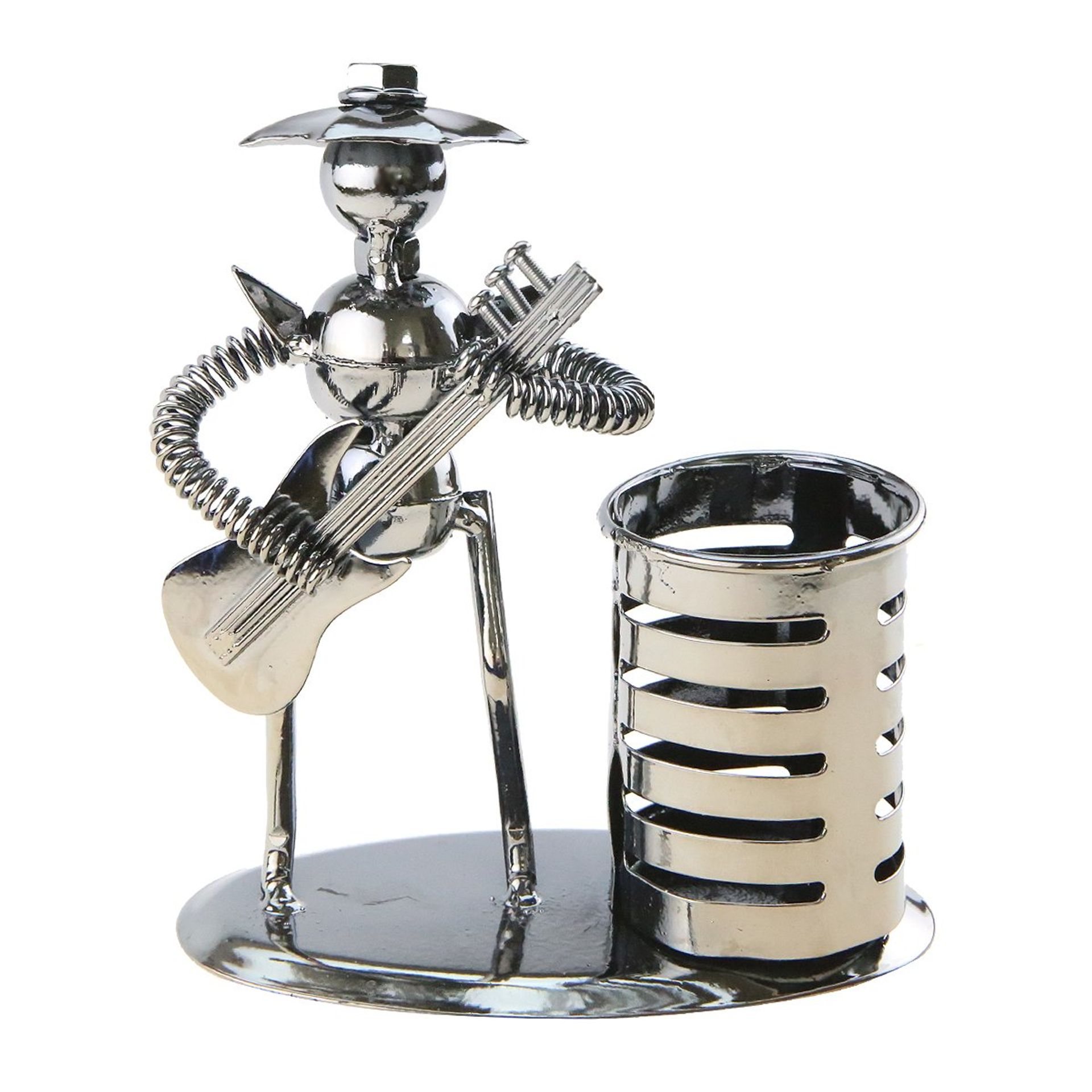 Unique Metal Iron Art Musician Pen Holder - Electric Guitar Performer Desk Decor