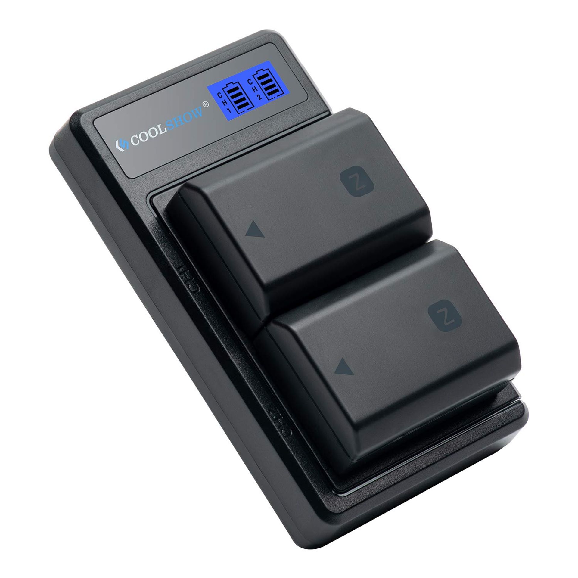 Battery Replacement 2-Pack with Dual LCD Charger for Sony NP-FZ100 Alpha Series Cameras - Black Dual Set