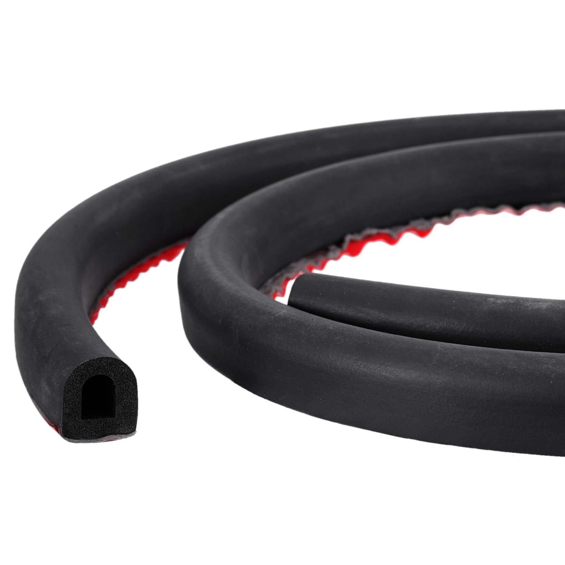 sourcing map D-Shape Door Rubber Seal Strip, 0.51"x0.59" Foam Automotive Weather Stripping with Self-Adhesive for Cars, Truck, Door Window, Boats Soundproof Insulation Sealing (9.84Ft)