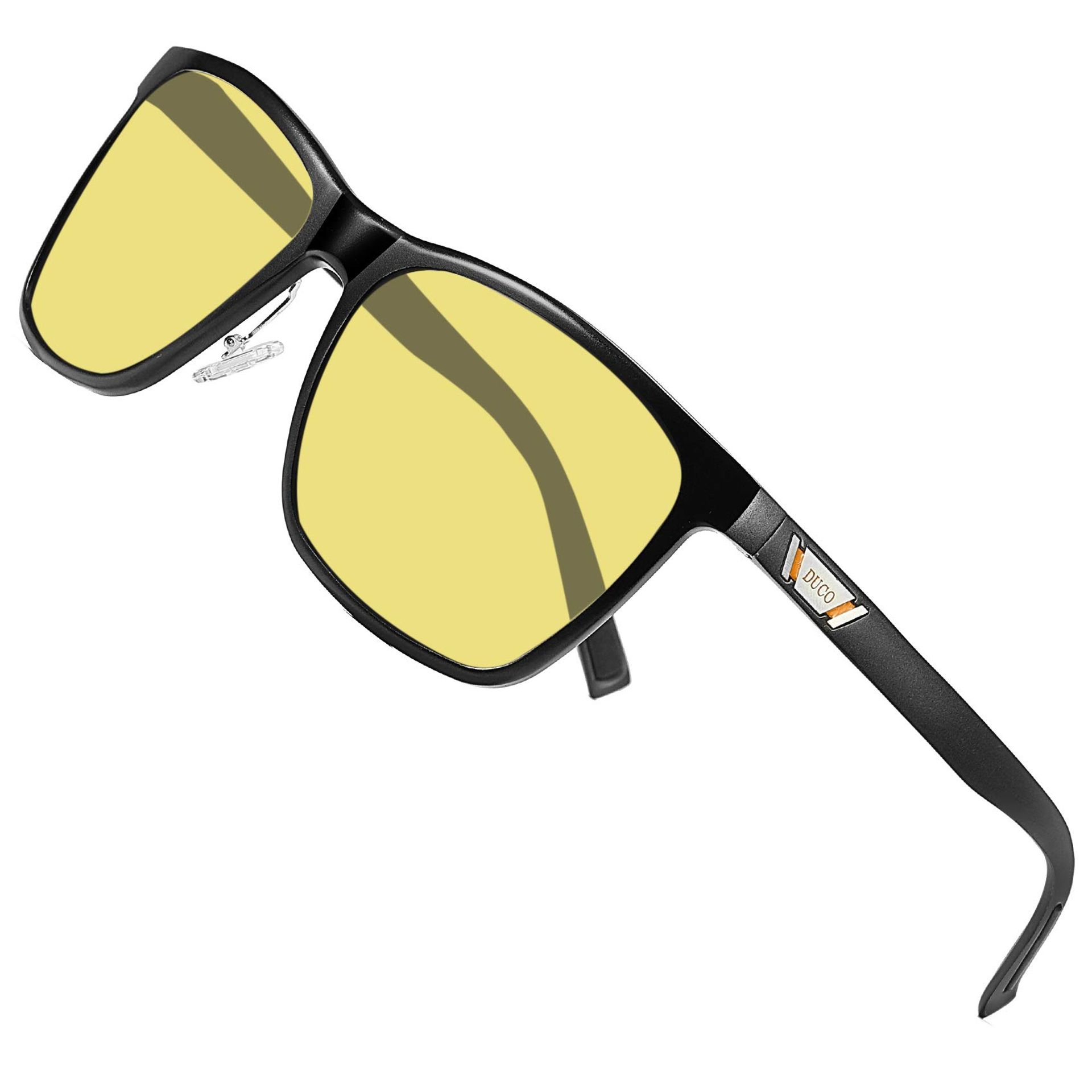 Unisex Night Driving Glasses Polarised Anti-Glare UV Protection for Clear Vision at Night or Rain - Black Frame Yellow Lenses One Size