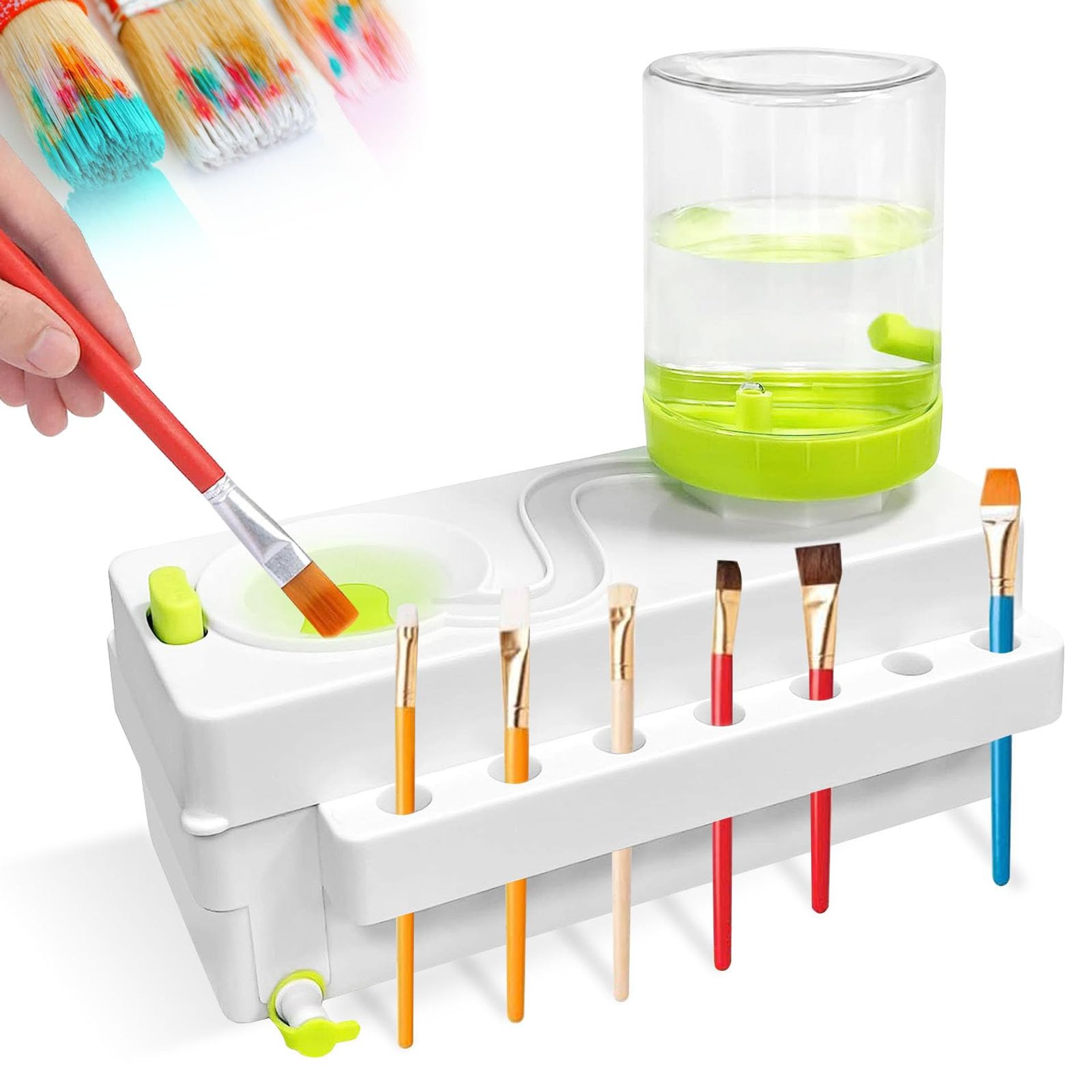 EPROICKS Paint Brush Rinser, Multifunctional Paintbrush Washing Machine, Paint Brush Cleaner Art Supplies, Water Cycle Rinser, for Acrylic, Watercolor, and Water-Based Paints Cleaning Tool (green)