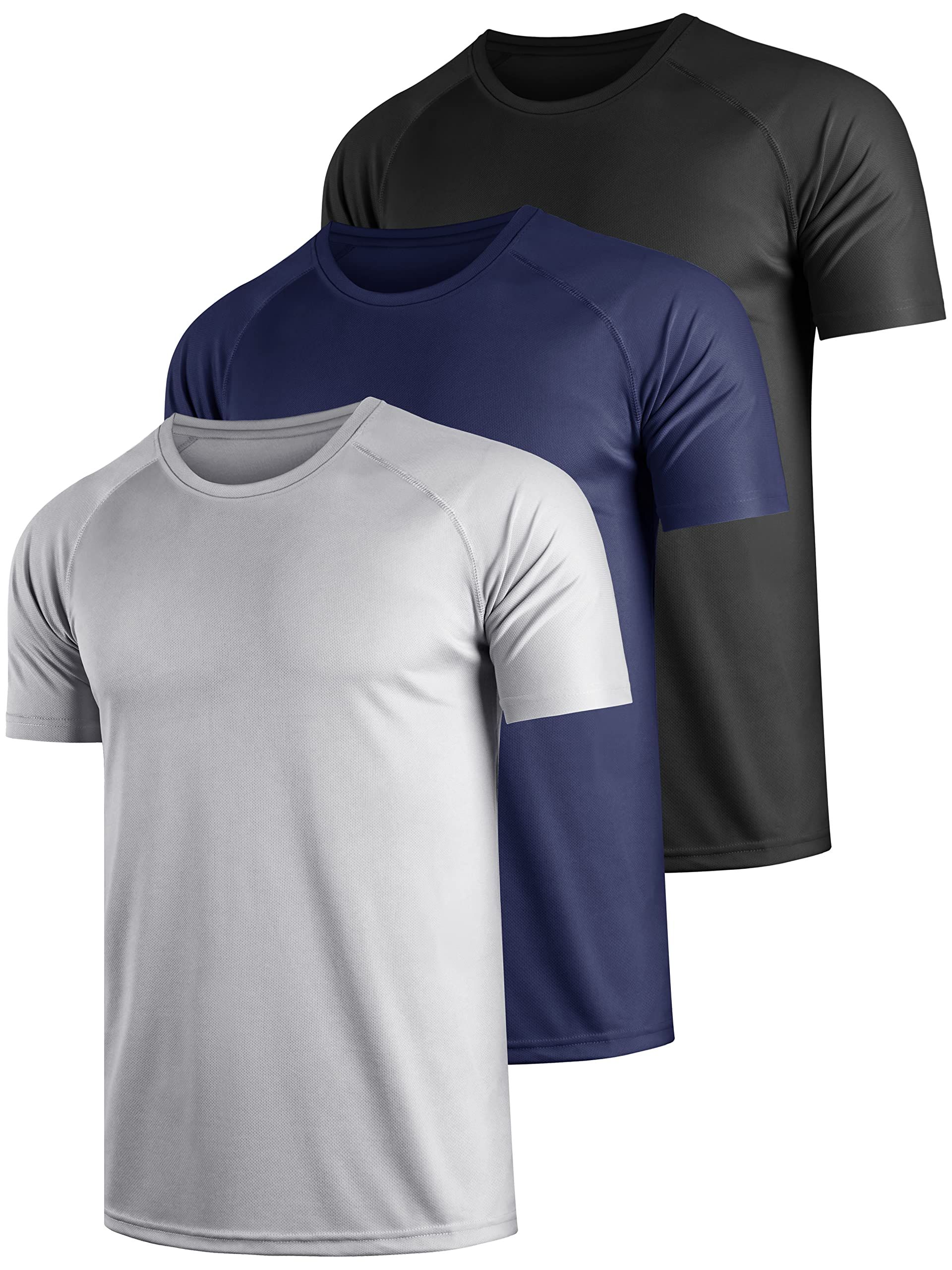 Men's Quick Dry Running T-Shirts 3 Pack Breathable Wicking Sports Tops - Multicolour Set2 S