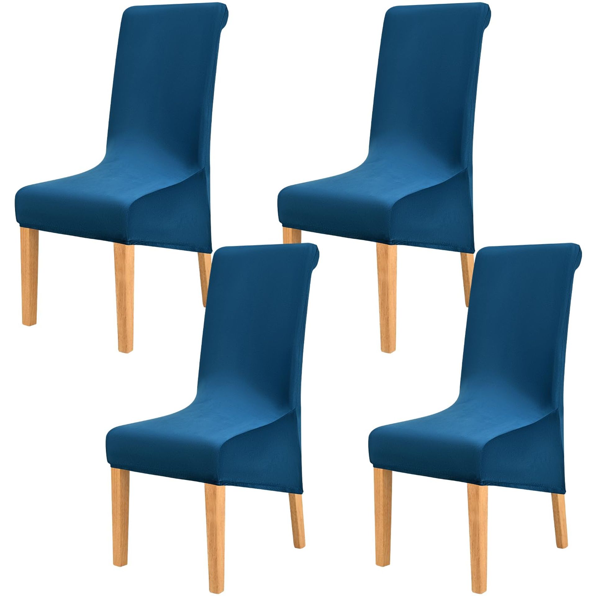 Elegant Turquoise Velvet Stretch Dining Chair Covers, Set of 4 - Perfect for Home & Events