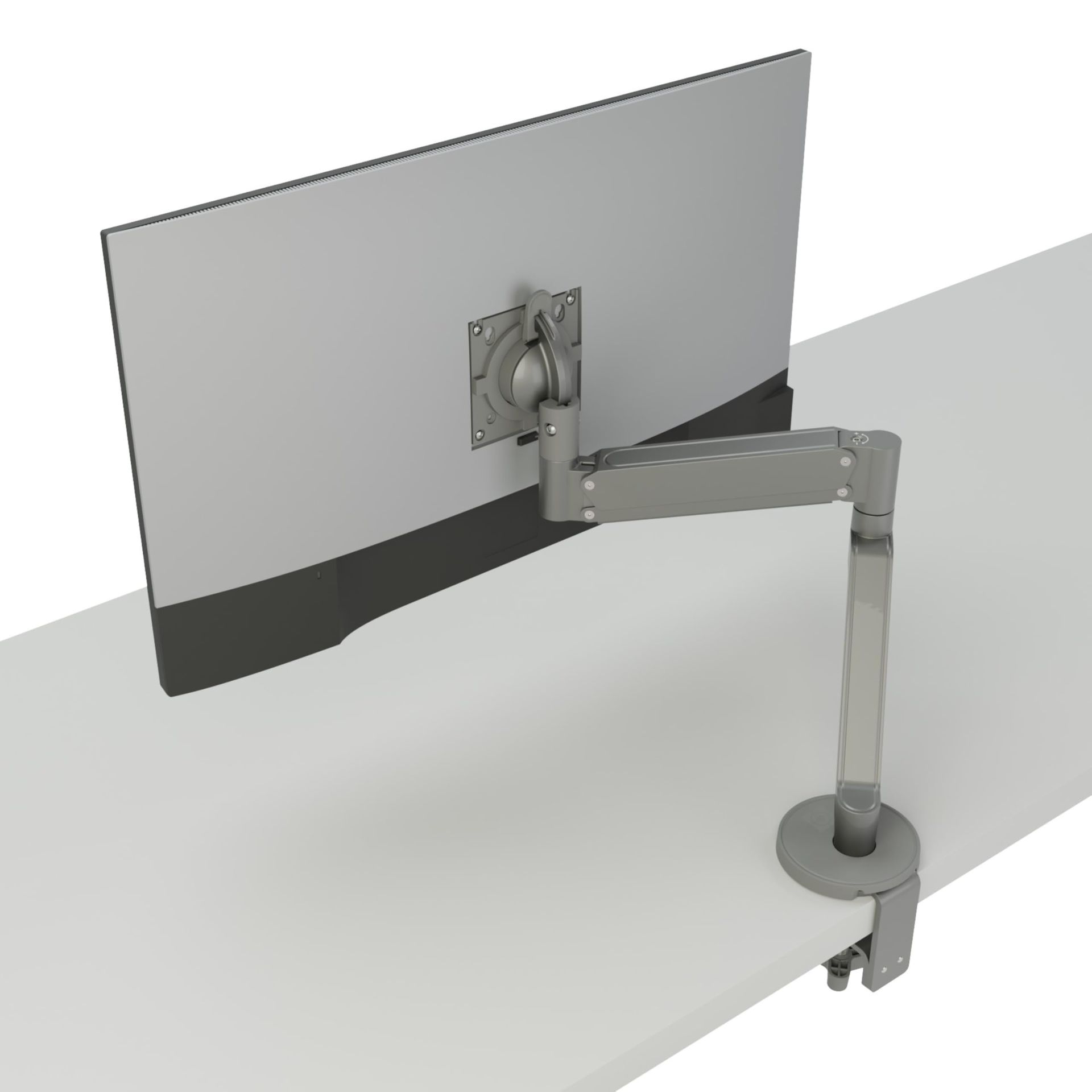 Ergonomic Single Monitor Arm Bracket Mount for Screens up to 32" - Height Adjustable, Tilt, Swivel & 360° Rotation - Silver