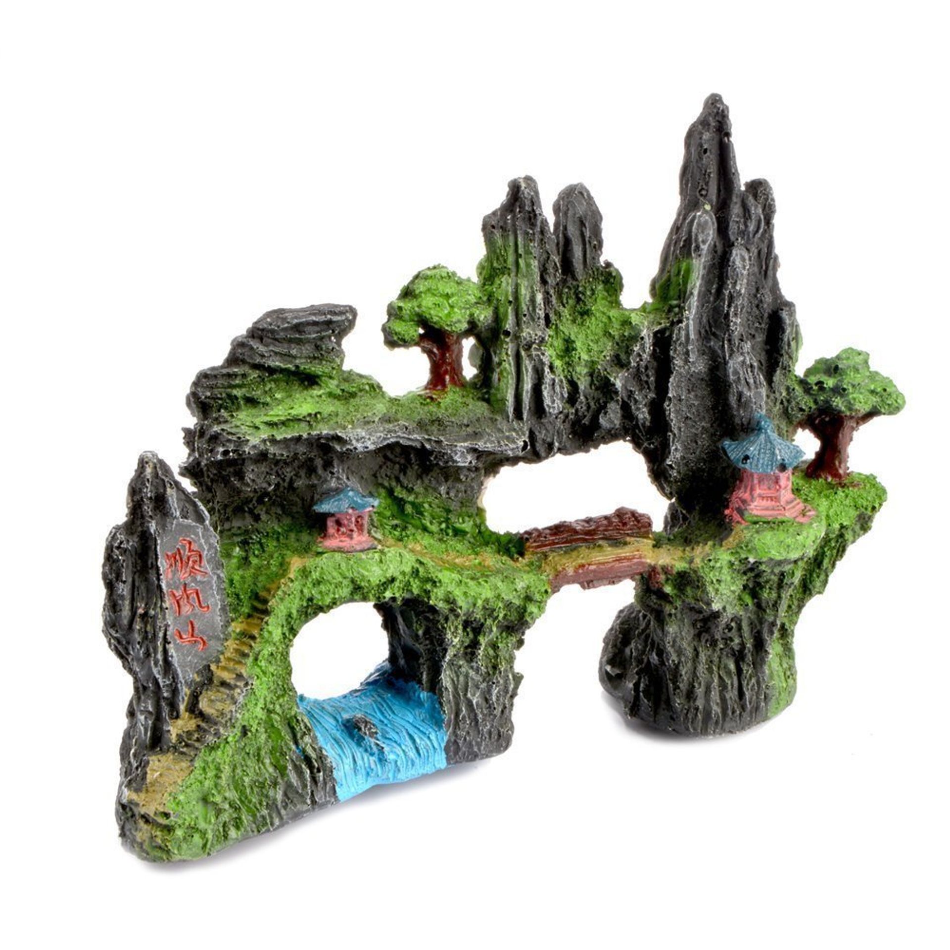 Aquarium Mountain View Decorative Rockery Hiding Cave 6" for Fish Tank - Lifelike Design, Perfect Aquarium Décor