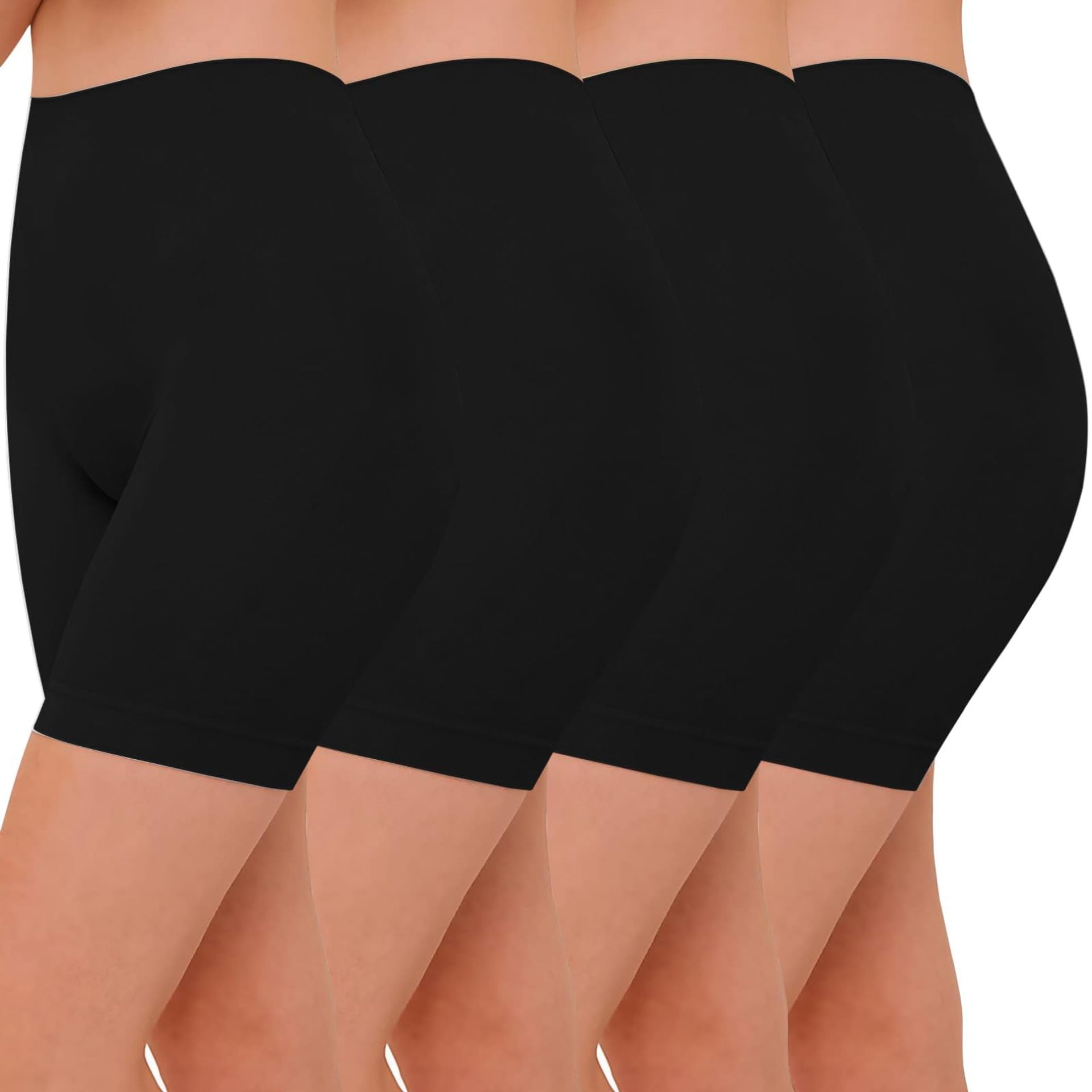 Women's Anti Chafing Seamless Slip Shorts 4 Pack Comfortable Under Dress Underwear Yoga Cycling Running Everyday Wear - Black S