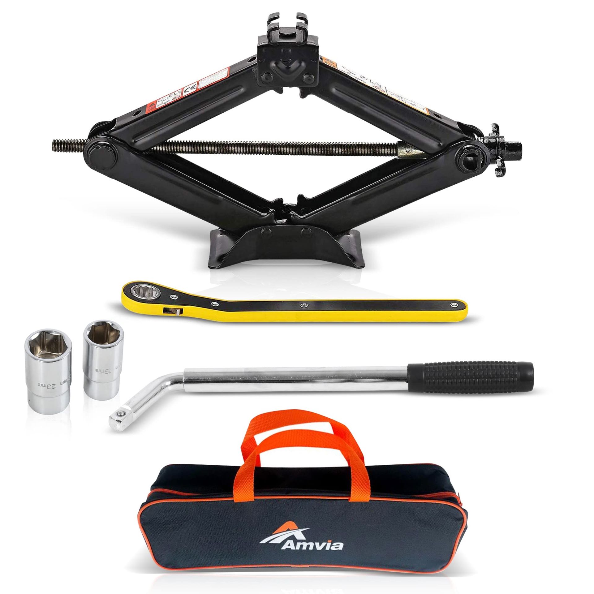 Scissor Car Jack Kit Heavy Duty Steel with Lug Wrench 1.5 Ton Lifting Tool - Scissor Jack + Lug Wrench (1.5 Ton)