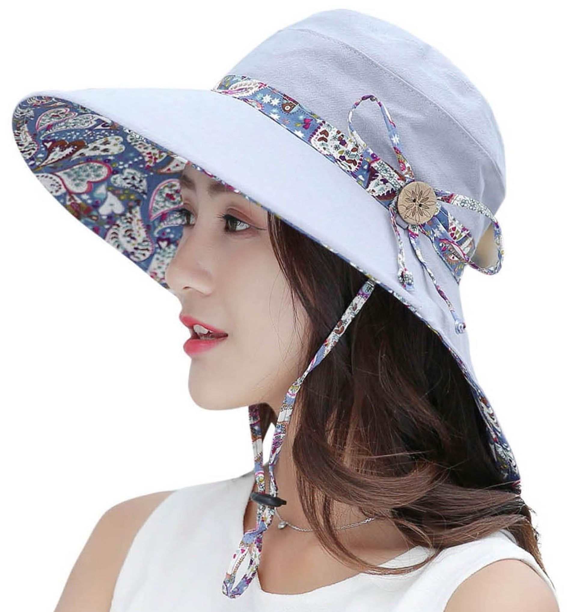 Women's Reversible UPF 50+ Sun Hat - Foldable Wide Brim Beach Hat for Summer
