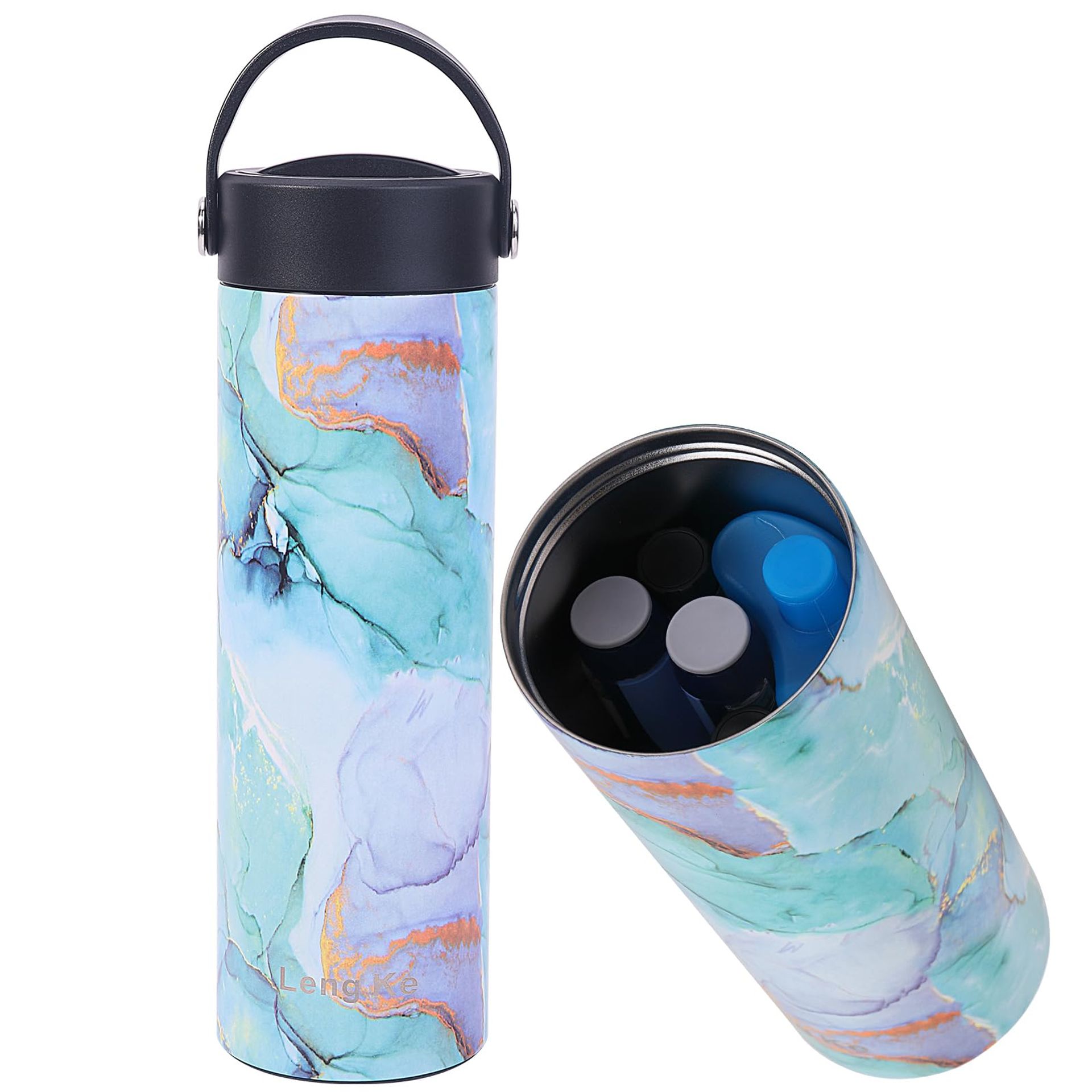 Insulin Cooler Travel Case Portable Medication Storage with Ice Pack for 3-6 Pens - Marble Green