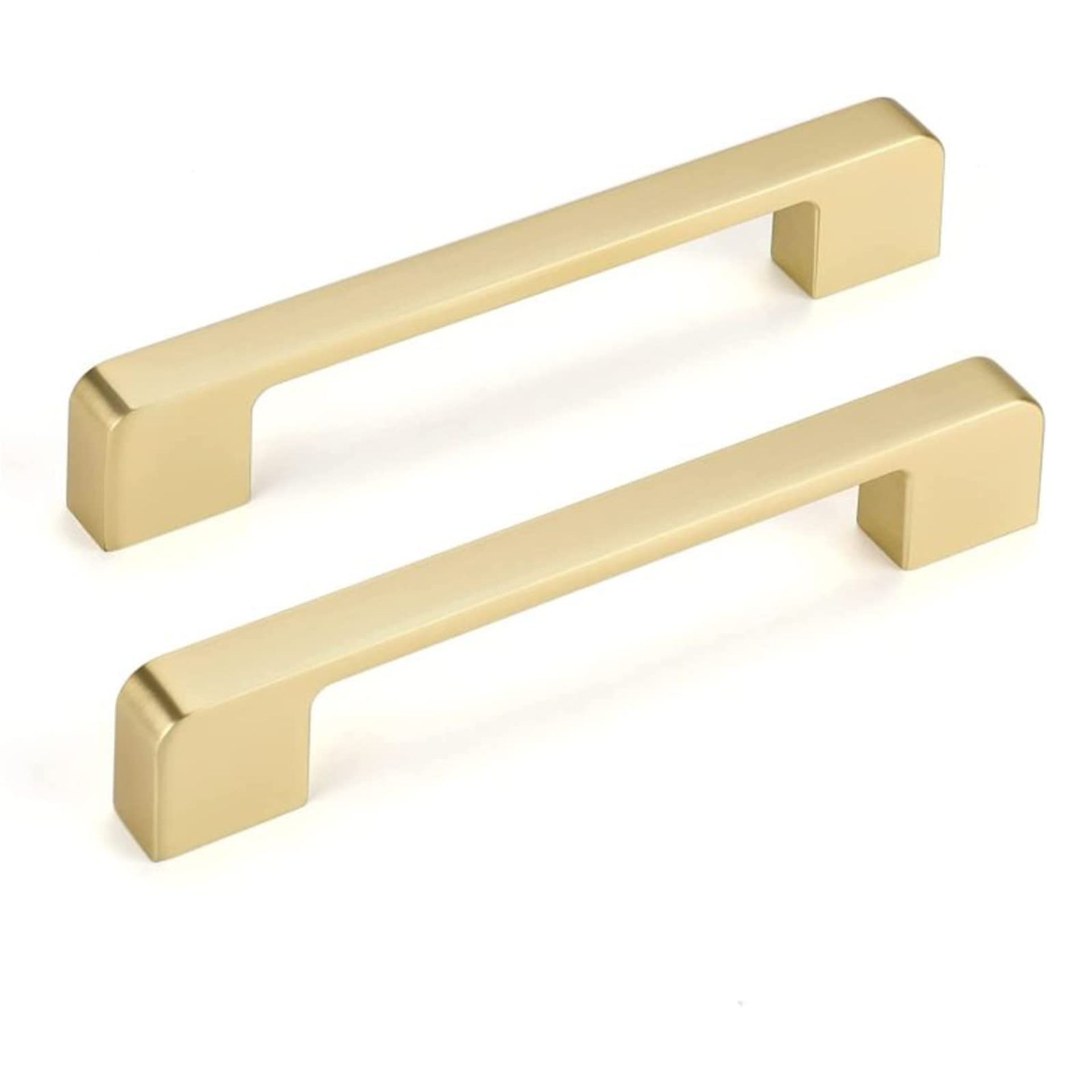 10 Pack Gold Cupboard Handles 128mm – Modern Square Drawer & Cabinet Pulls for Kitchen, Bathroom & Wardrobes