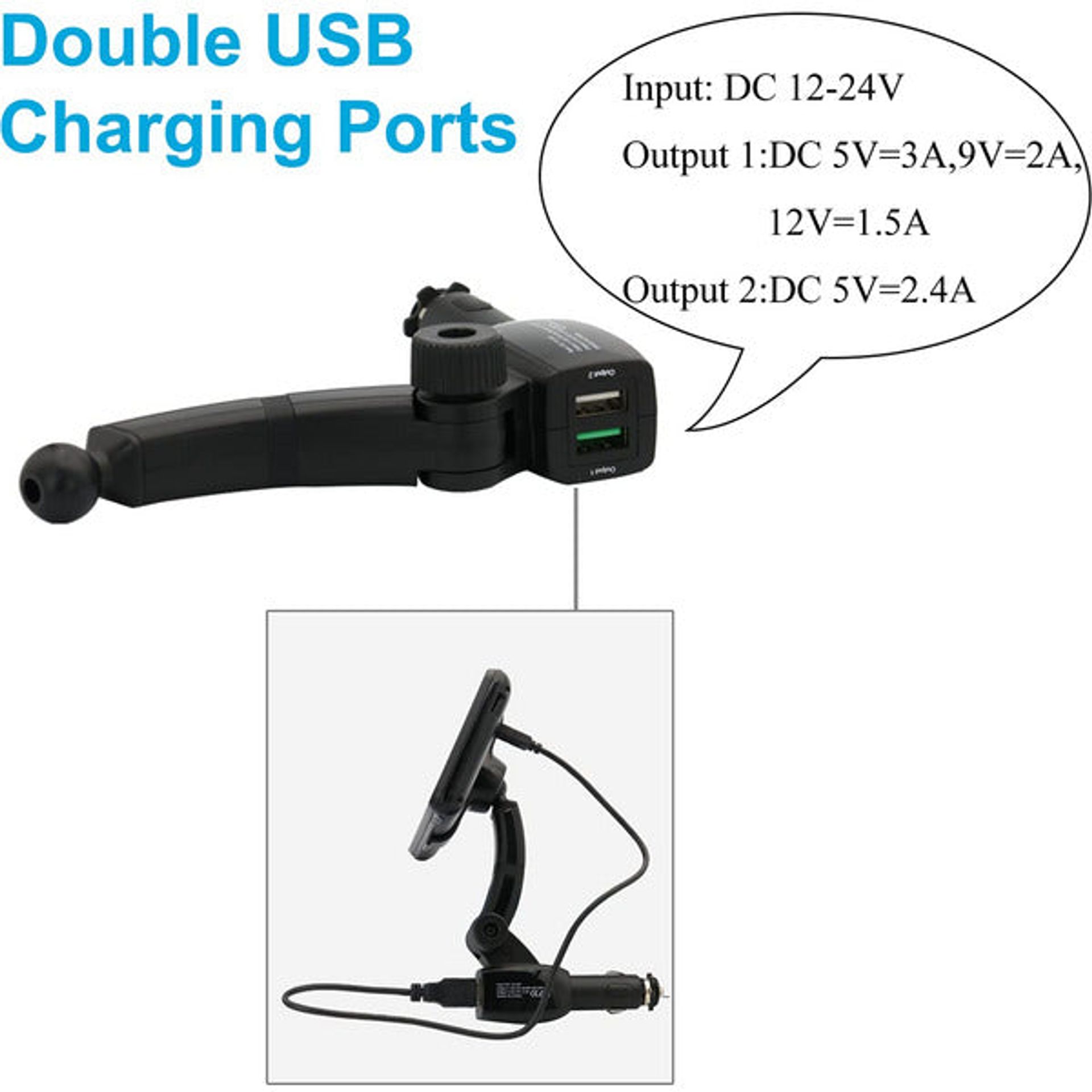 cigarette lighter gps mount Aozcu Cigarette Lighter Car GPS Mount With Ball Head, Dual USB Charger Ci