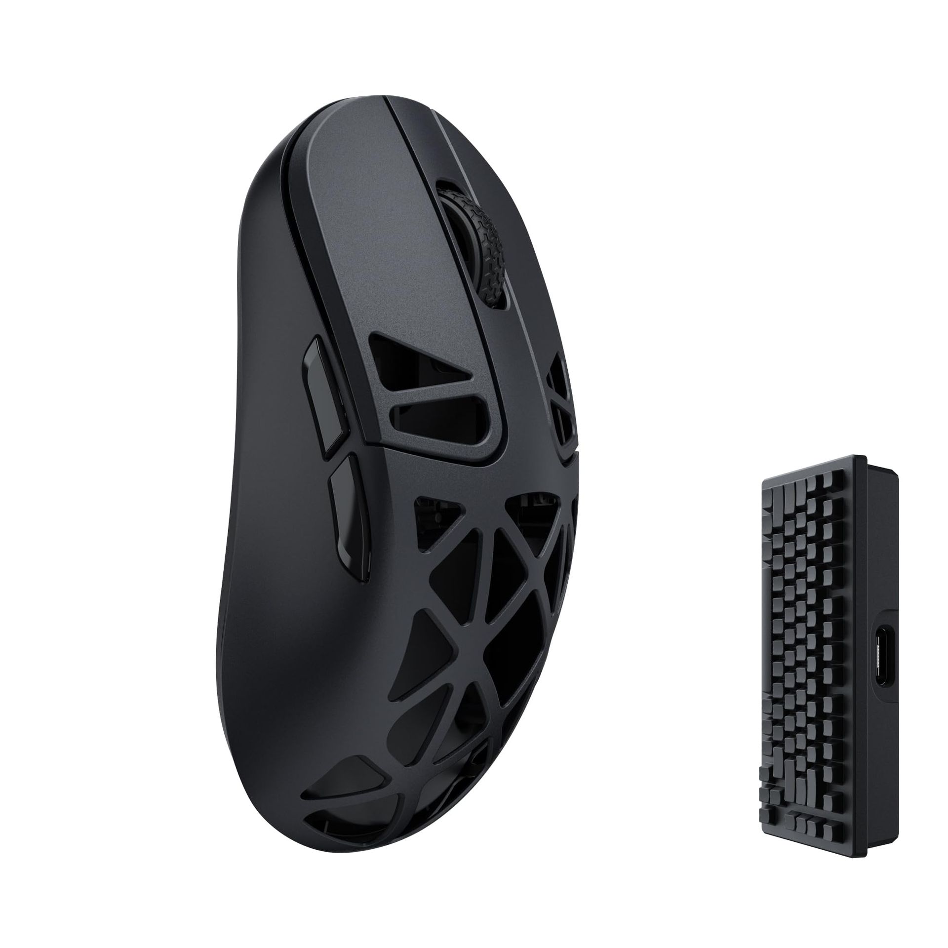 Wireless Gaming Mouse Ergonomic Design Triple Mode 2.4GHz Bluetooth 5.1 with PAW3395 Sensor 4000Hz Polling Rate - Black Metal Edition 4000 Hz