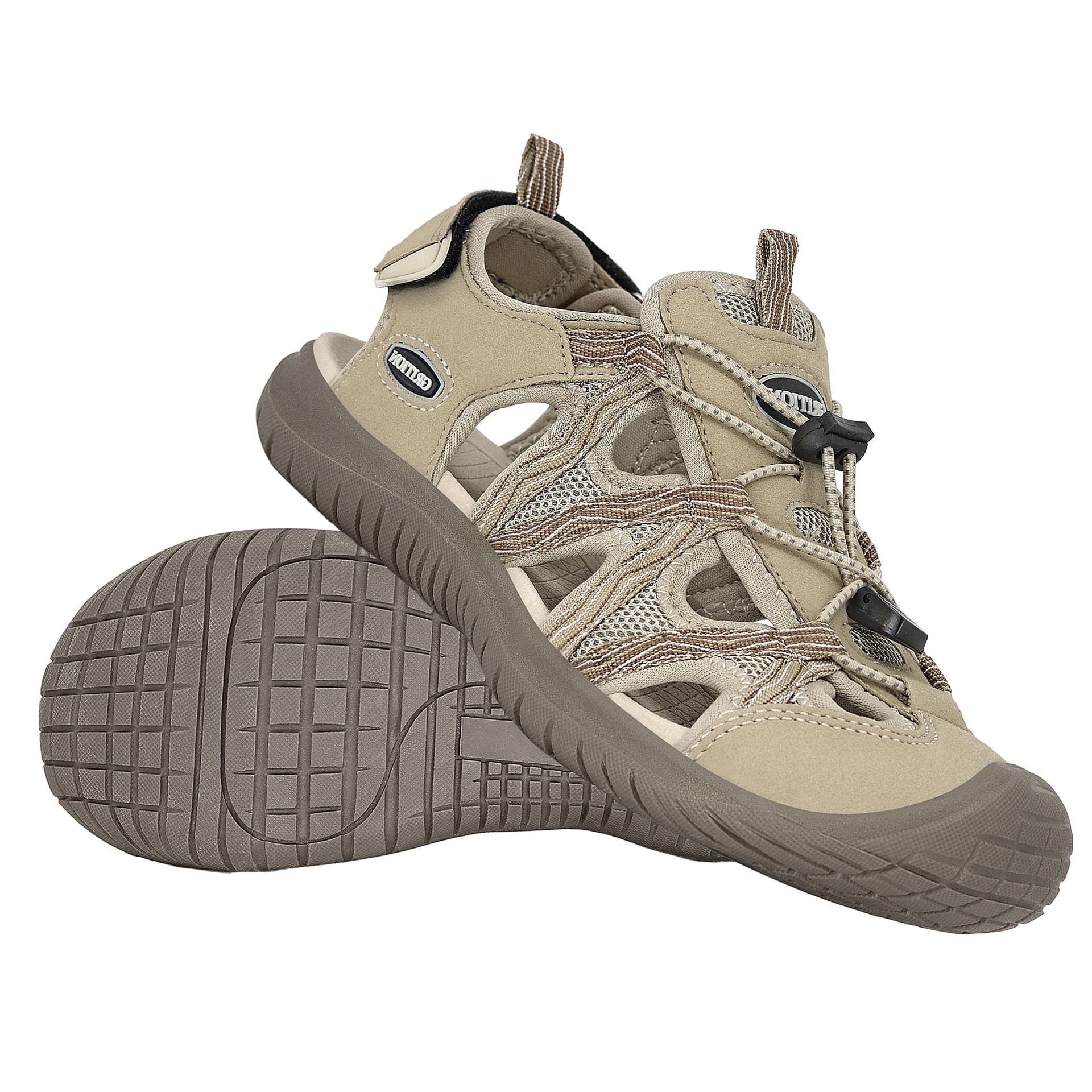 Women's Hiking Sandals Closed Toe Waterproof Comfort Walking Trekking Footwear With Adjustable Ankle Strap - Beige UK 7