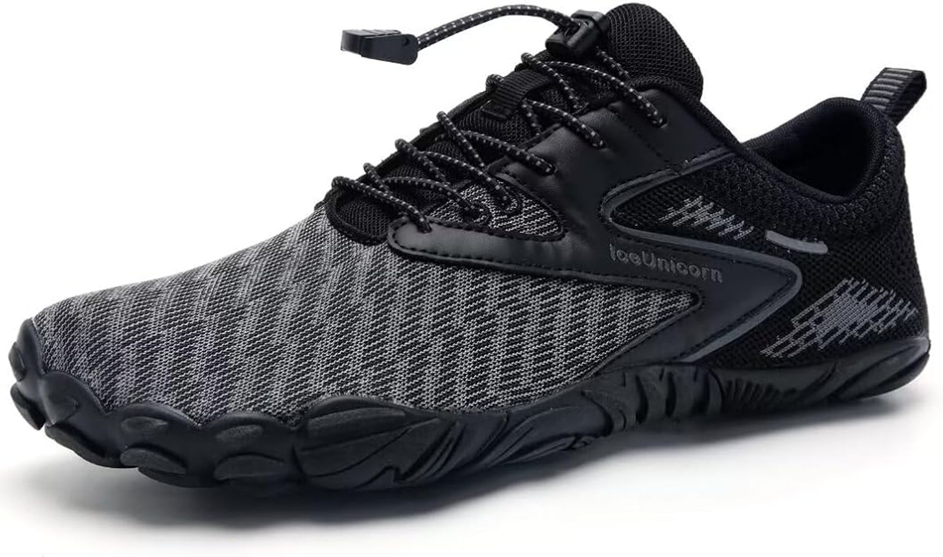Men's & Women's Water Shoes Barefoot Aqua Footwear Anti-Slip Lightweight Outdoor Swim Trekking Shoes - Black UK 7