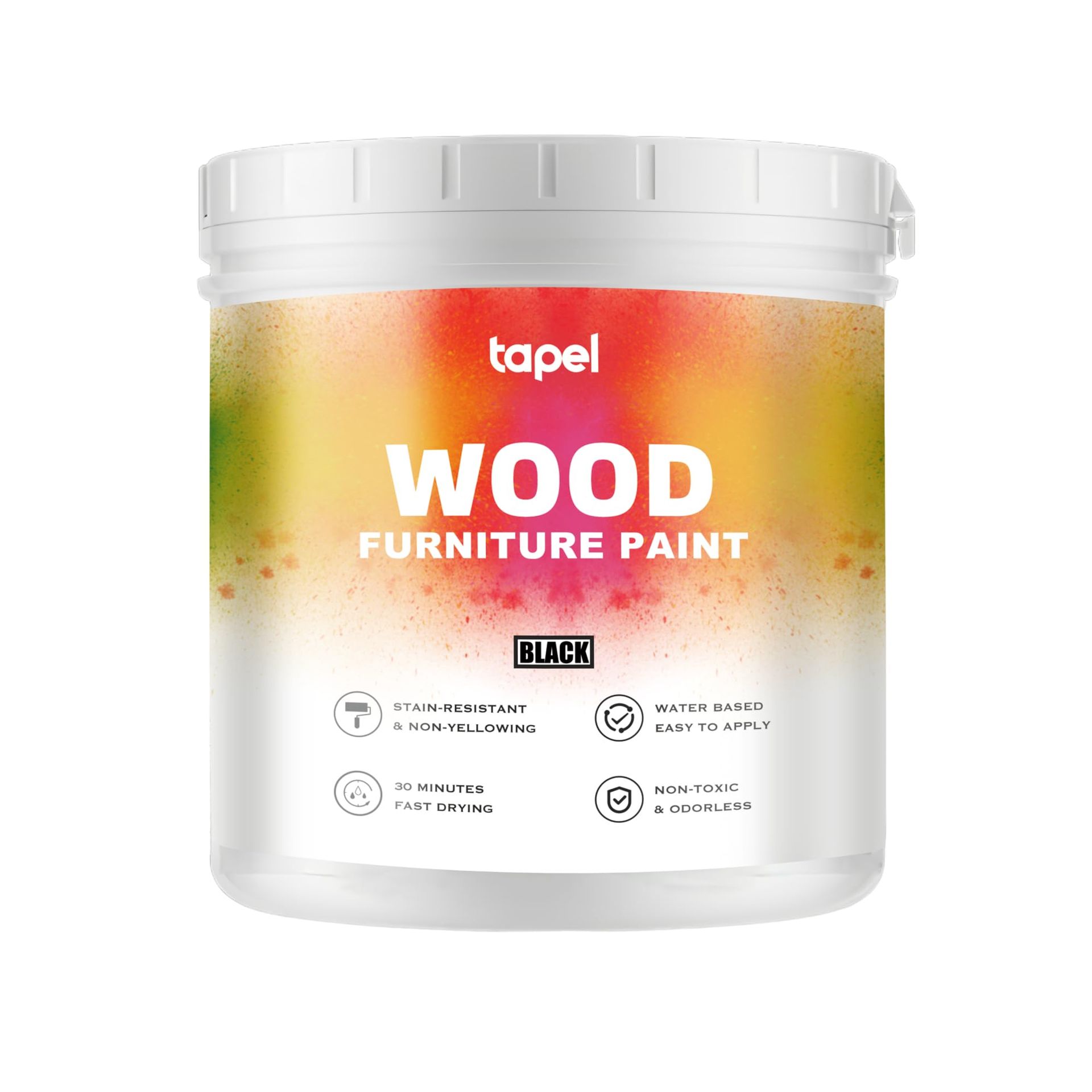 Quick-Dry Matte Wood Furniture Paint 30-Minute Drying, Low VOC, Child & Pet Safe - Black 1 Litre
