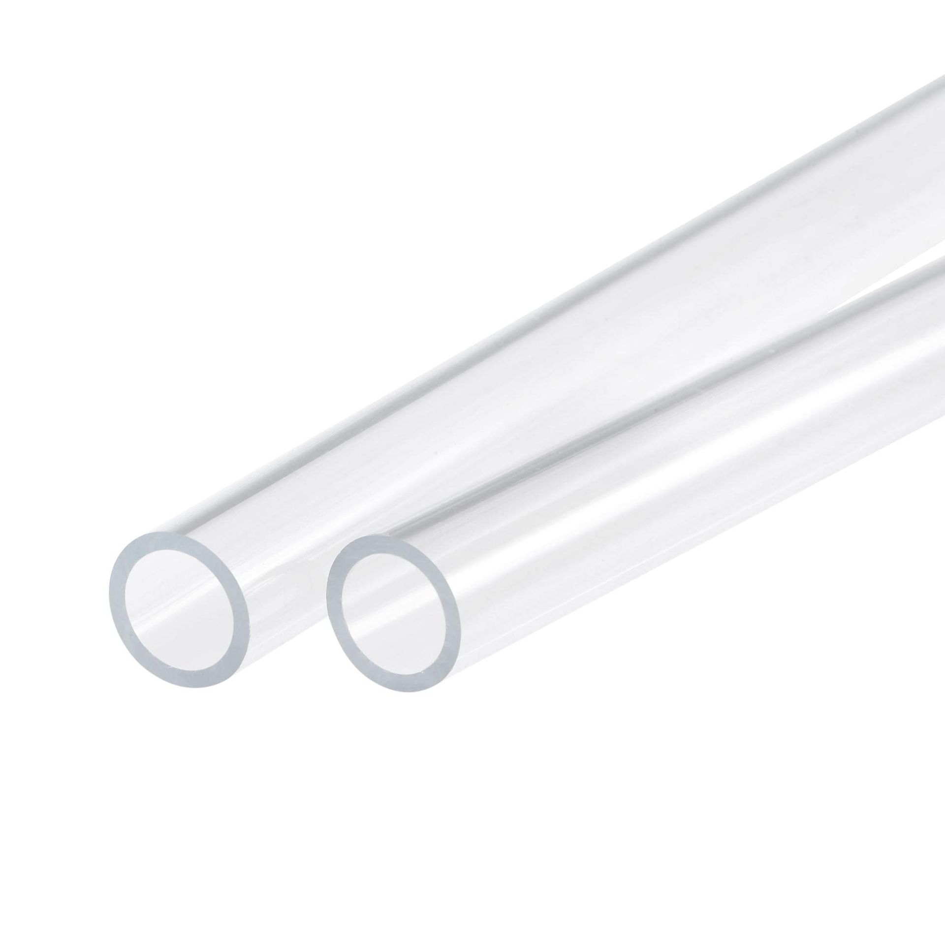 Clear Acrylic Tube 12mm ID 16mm OD Rigid Round Pipe 1m for Lighting, Crafts, Plumbing & DIY - 2 Pack