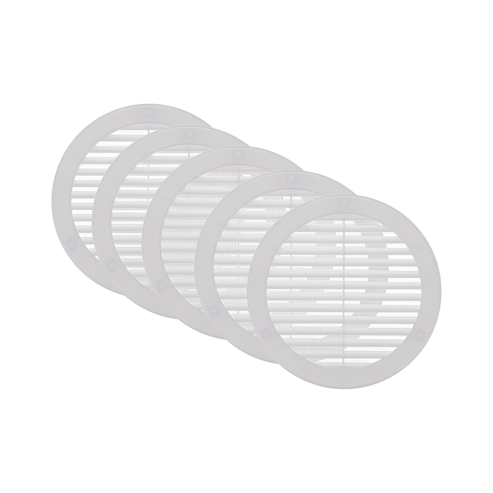 Round Soffit Vent Covers Pack of 5 with Flange & Insect Screen for HVAC, Bathroom, Kitchen, Home Office - White 6 Inch