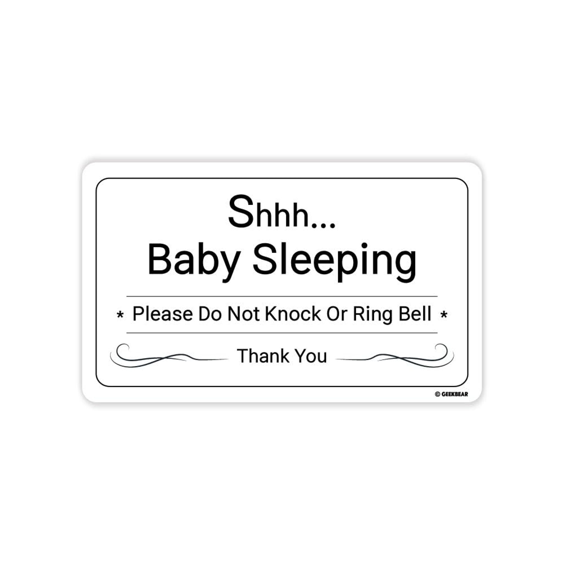 Shh Baby Sleeping Door Sign - Unique Acrylic Design, 9.8x5.9 in, Durable & Weatherproof
