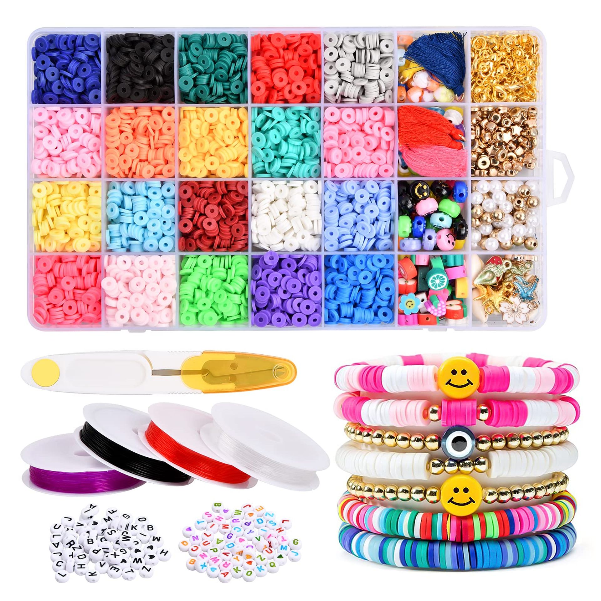 5200Pcs Polymer Clay Beads Kit for Jewellery Making - Heishi Beads & Charms Set
