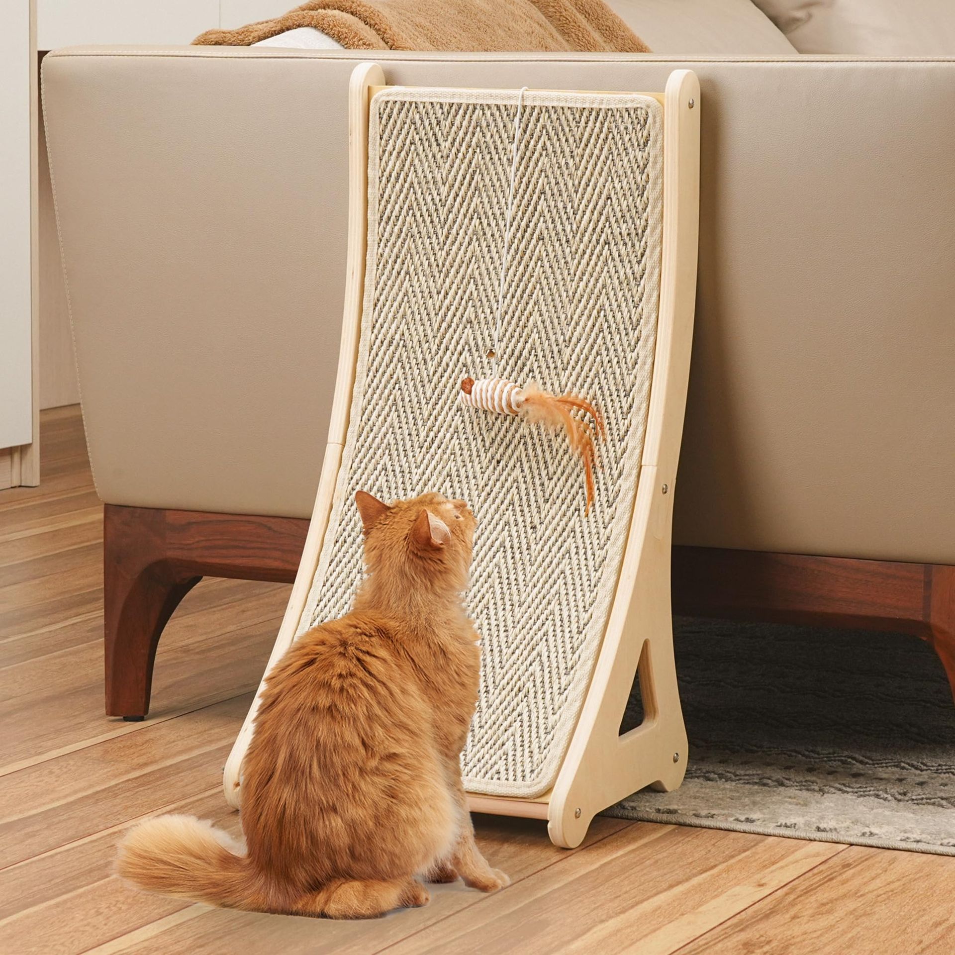 Cat Scratcher Cardboard Lounge Scratch Pad with Curved Ergonomic Design - Chevron Curved
