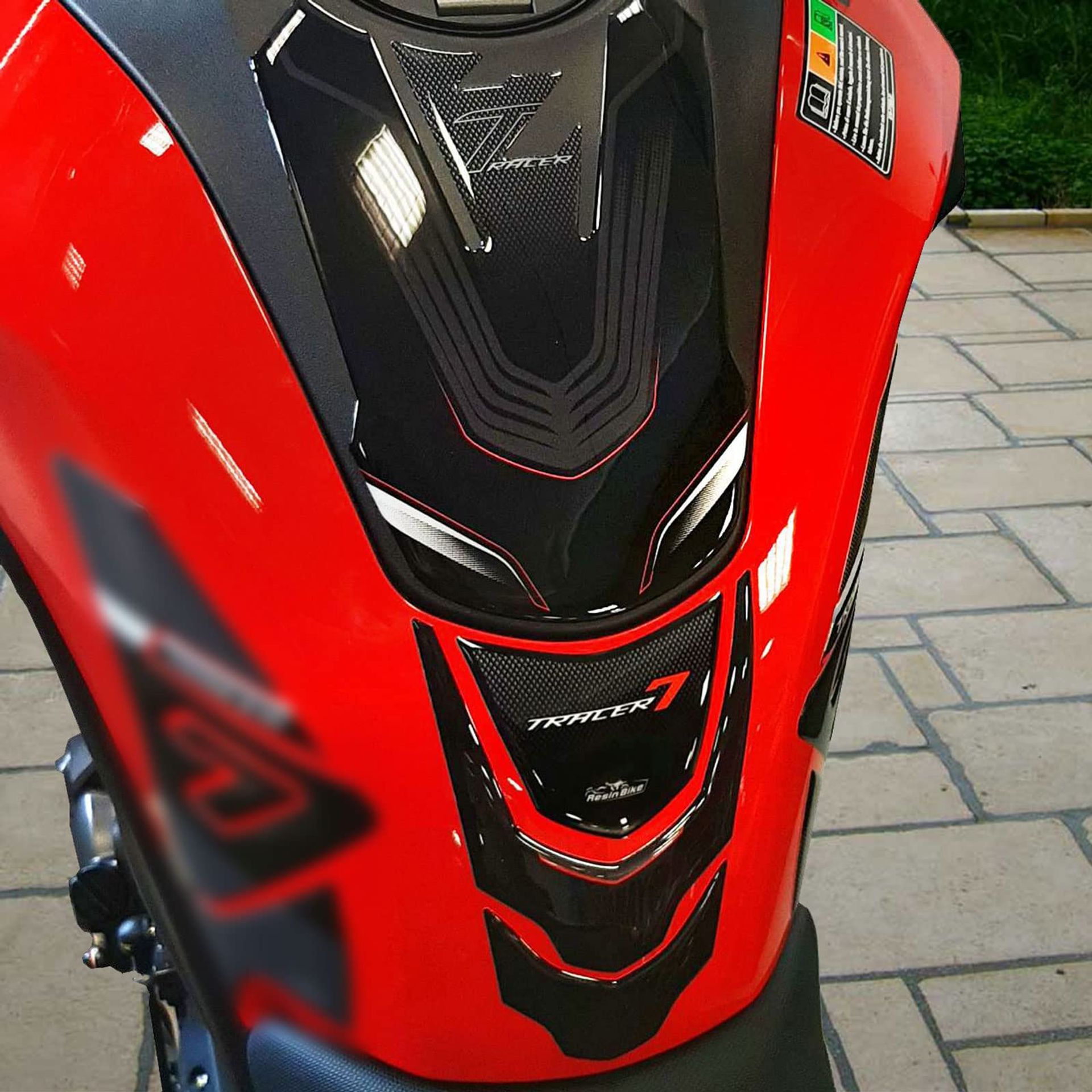 Motorcycle Tank Protector 3D Resin Stickers Compatible with Yamaha Tracer 7 2021 Anti-Scratch Protective Decal - Red and Black