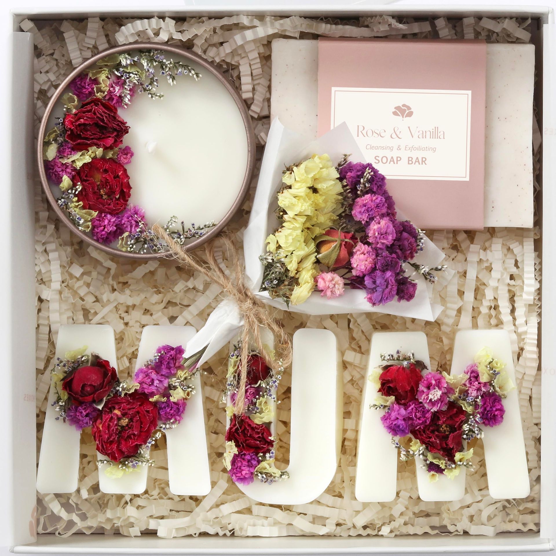 Spa Gift Basket for Mum Dutch Flower Fields Inspired Home Pamper Set - Pink White Green GBM