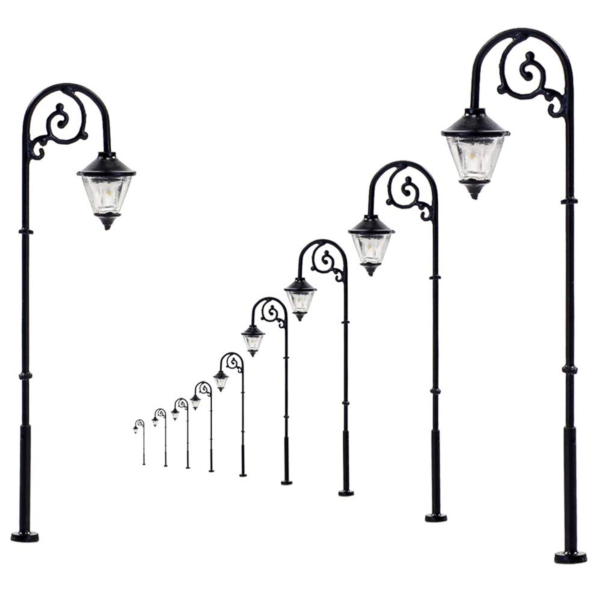 Model Train Street Lights HO Scale 1:87 Lamp Posts LED Single Head Set of 10 - Warm White LYM57