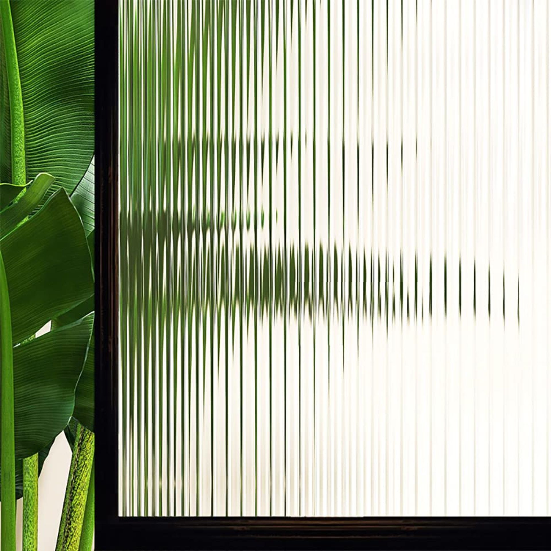 Window Privacy Film with Reeded Fluted Glass Effect, 90x200cm, UV Protection & Easy Removal