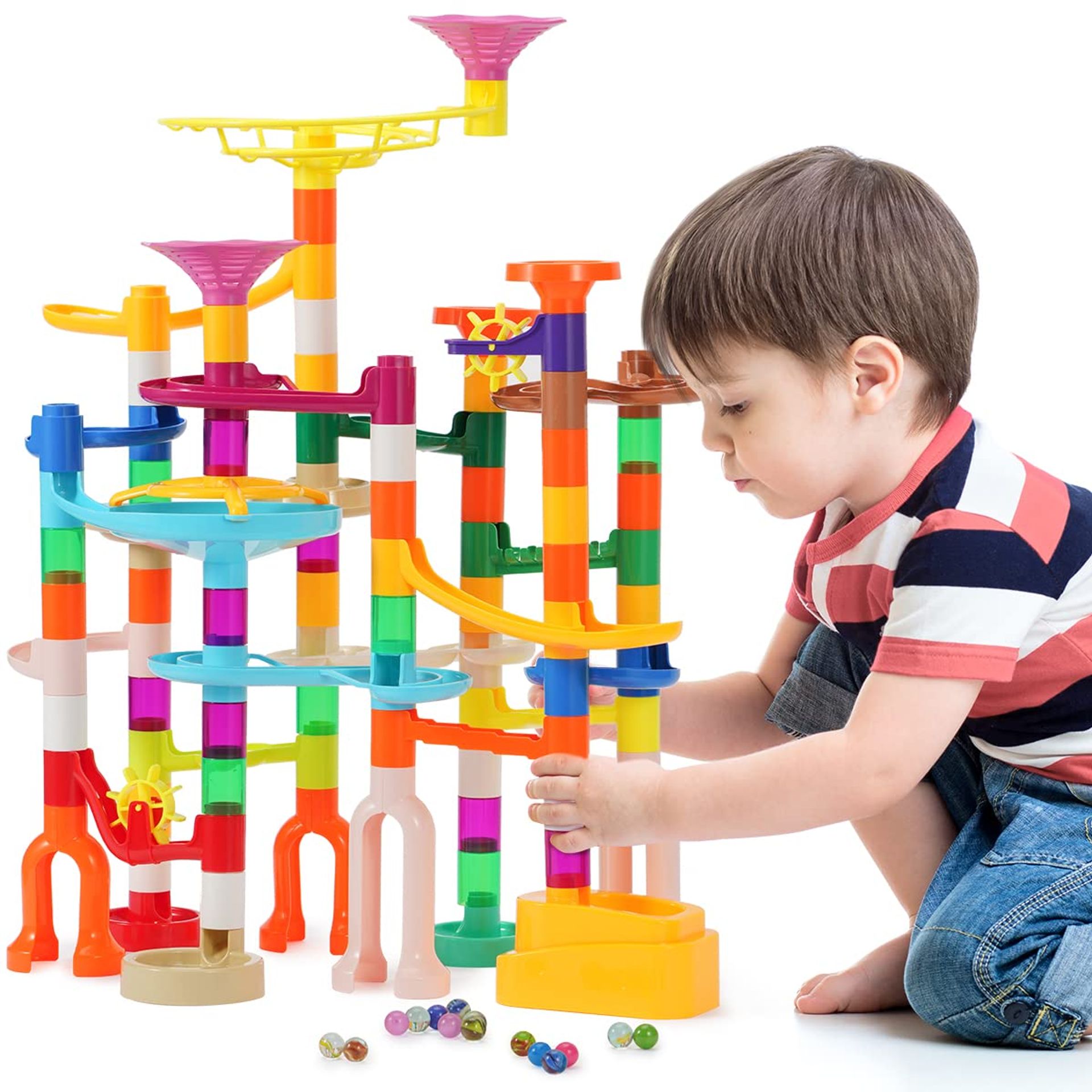 Marble Run 166pcs Educational STEM Building Set for Kids 3+ Colourful Tracks & Novel Shapes