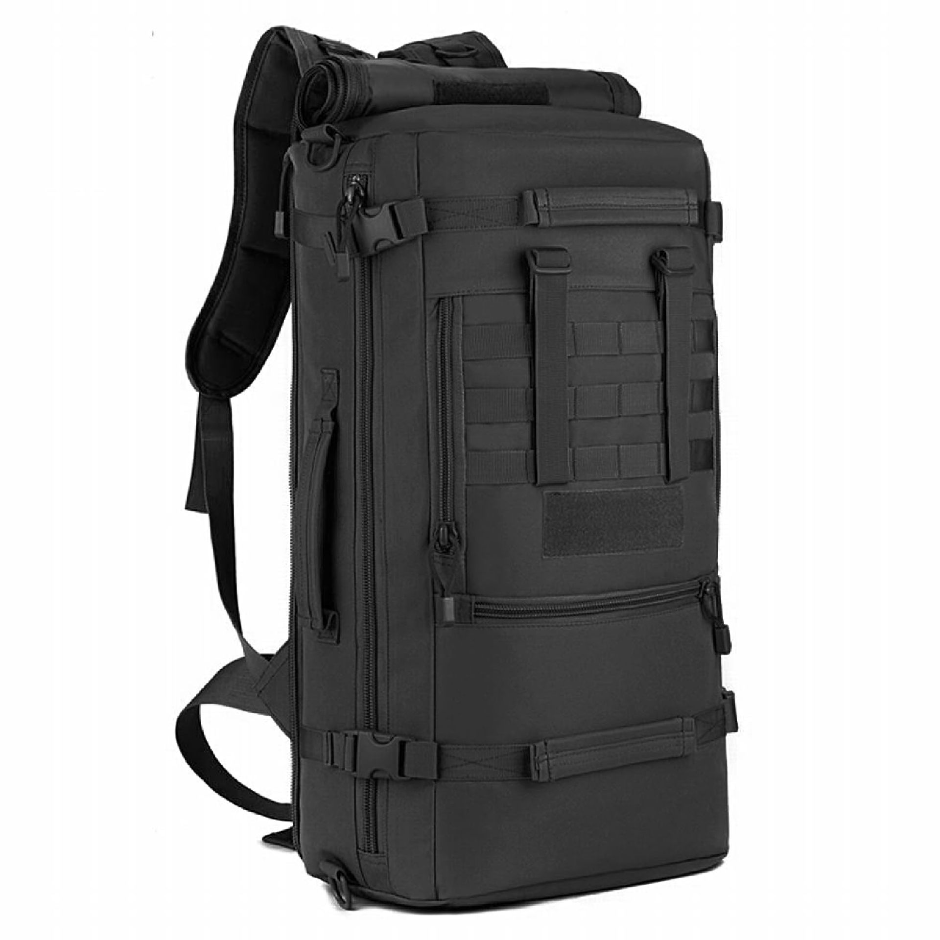 Tactical Military Backpack 50L MOLLE Rucksack Waterproof Nylon for Camping, Hiking & Travel - Black 50L