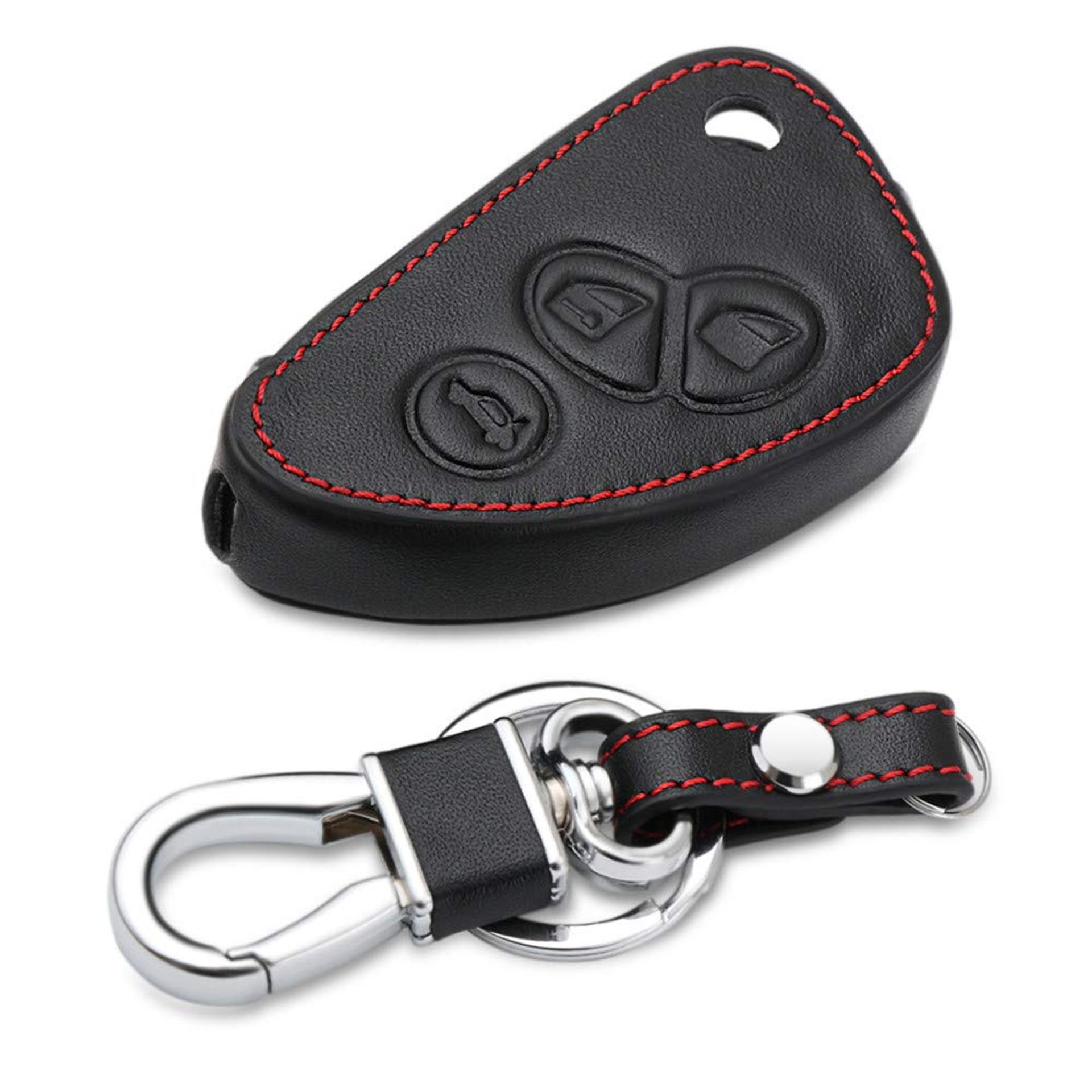 Leather Car Key Cover for Alfa Romeo 147/156/166/GT - 3 Button Flip FOB Case