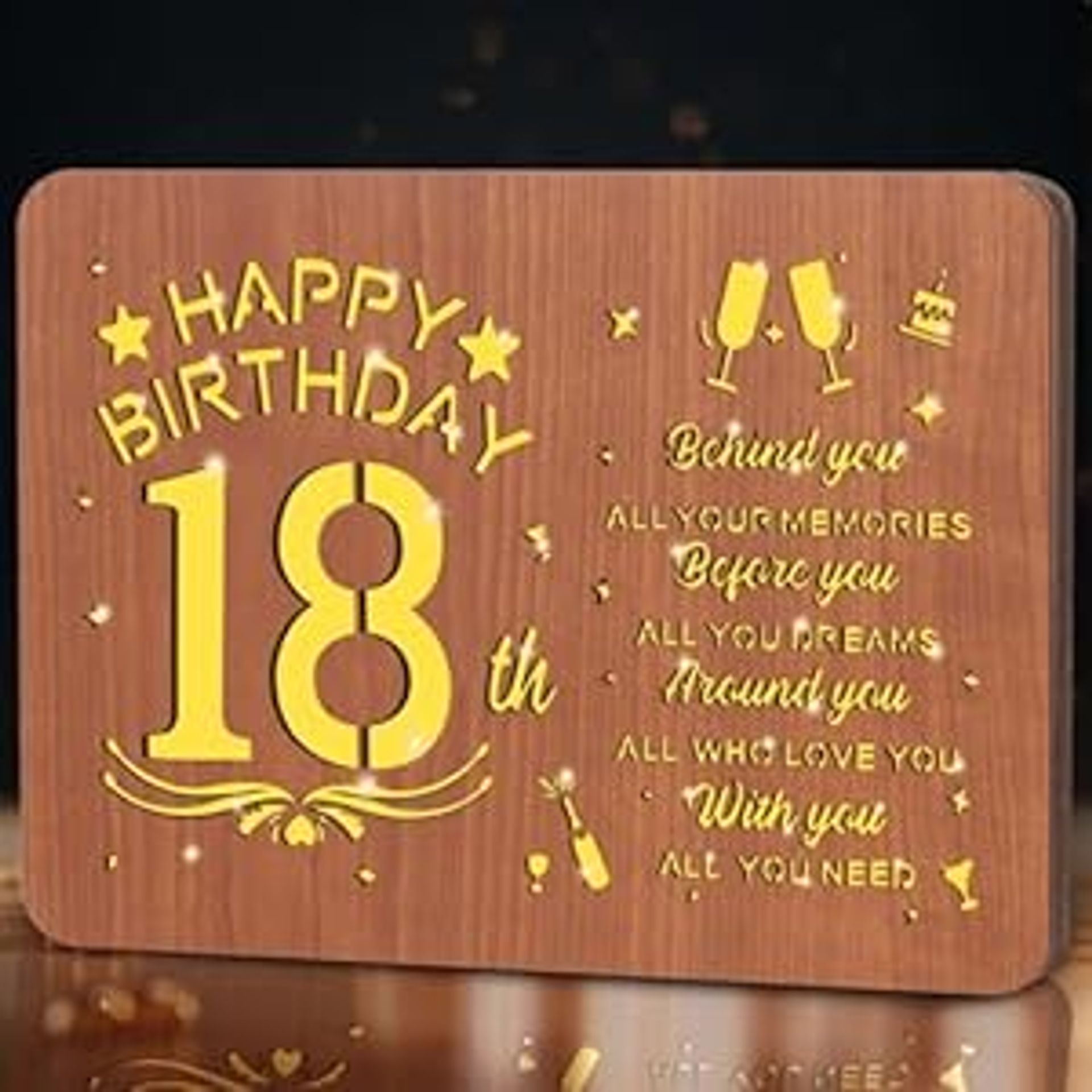 18th Birthday Light-Up Numbers for Boys & Girls - Wooden LED Number 18 Keepsake Decoration