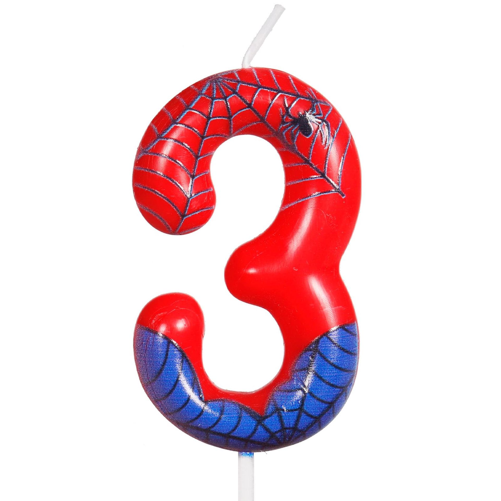 Cartoon Number Birthday Candle - Red White Blue Hero Style 0-9 Cake Topper For Kids Parties (Number 3) - View #8