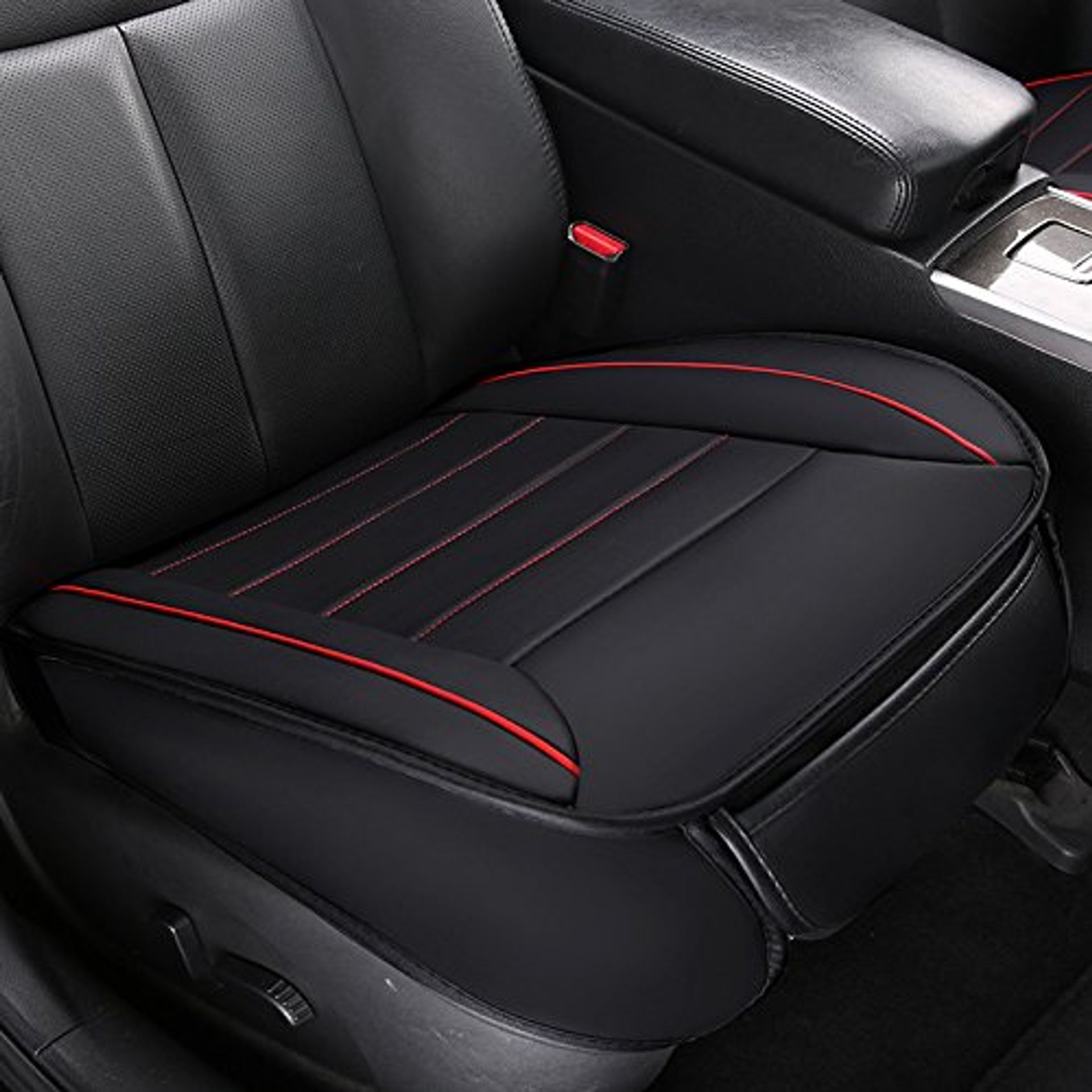 Luxury Car Seat Cushion Pad PU Leather Protector Anti-Slip Universal Fit - Black 2 Pack Front Seat Cover