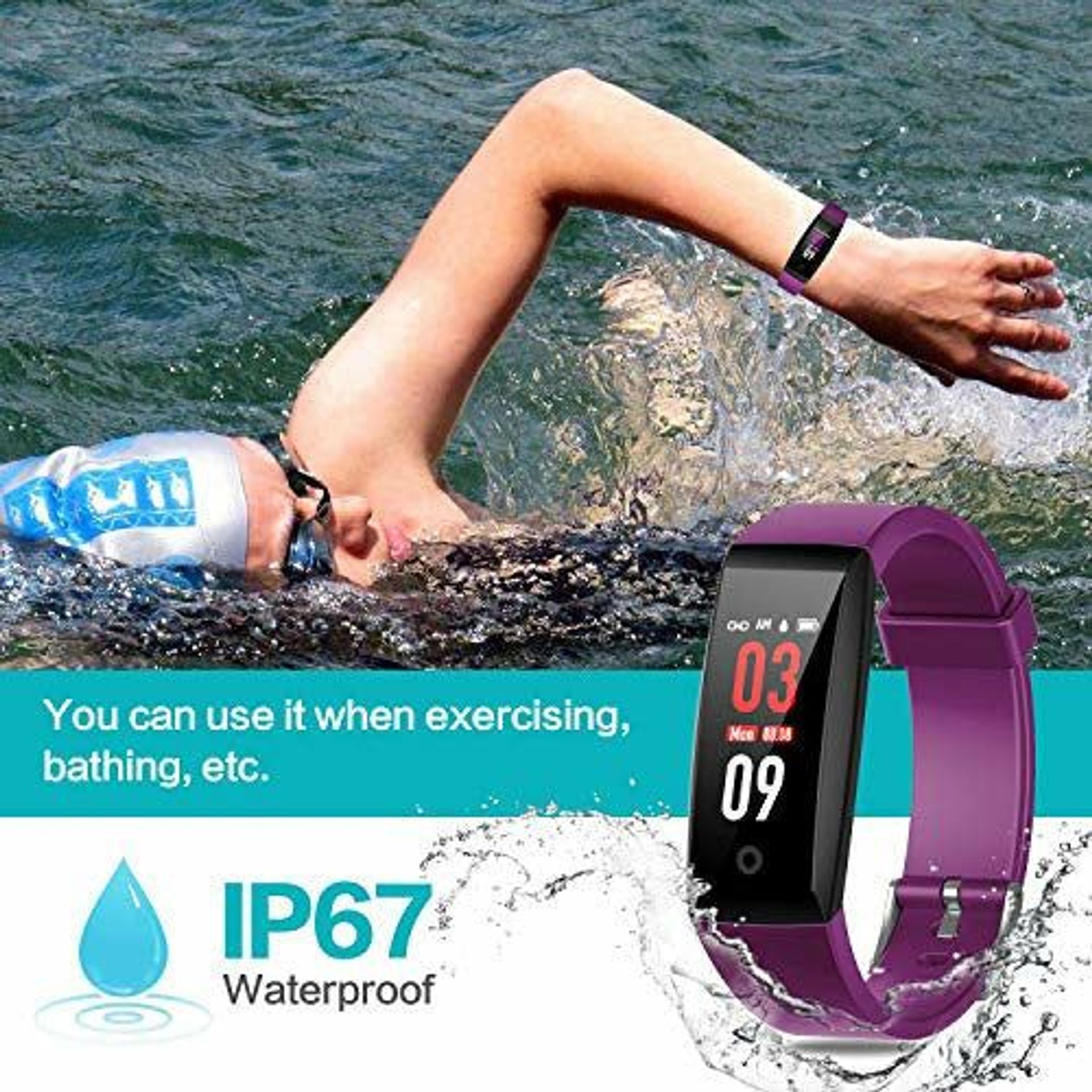 HETP Fitness Tracker, Heart Rate Fitness Wristband Smart Watch Waterproof