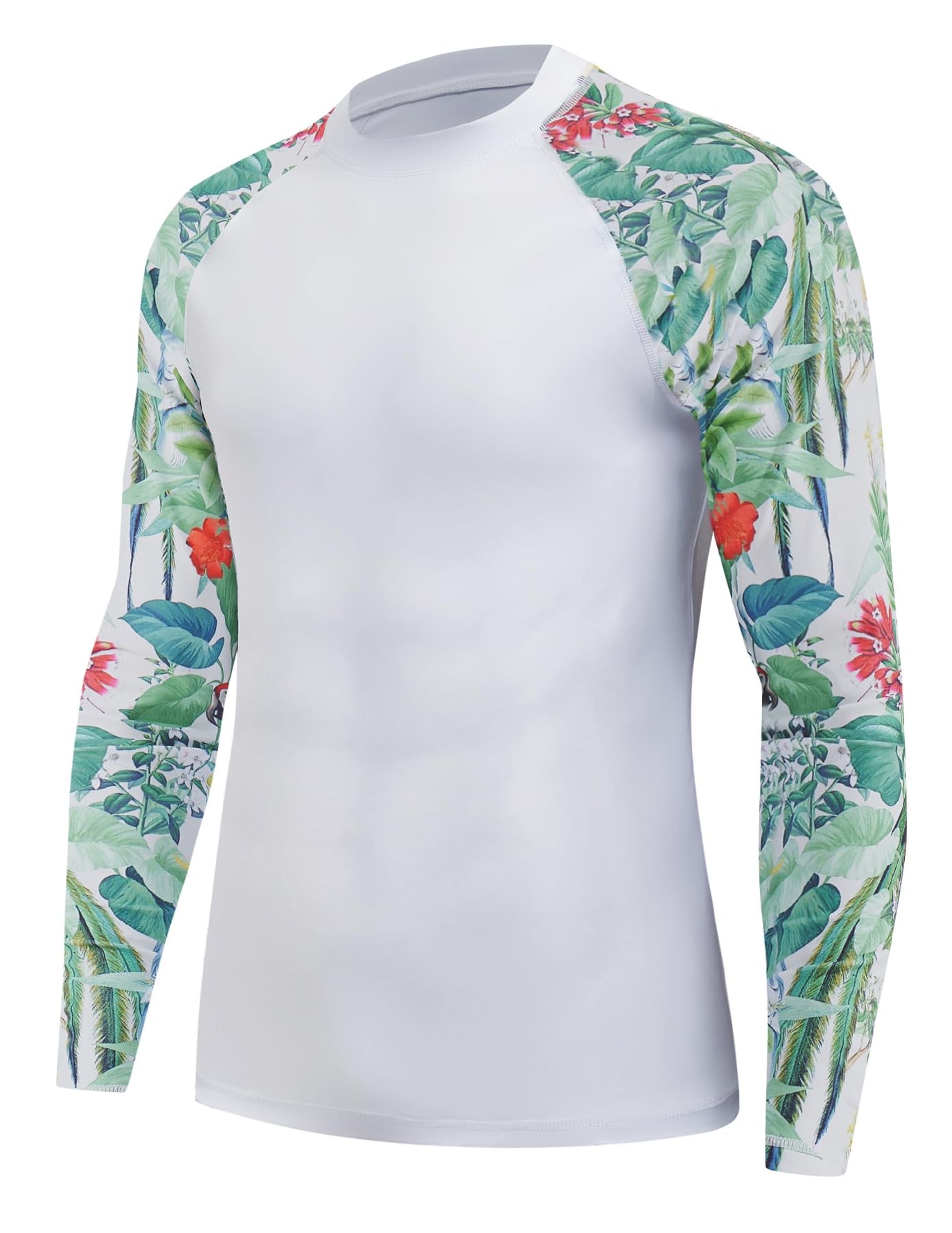 Men's UV Protection Long Sleeve Swim Shirt with Quick Dry Rash Guard for Surfing, Swimming, Gym & Sports - White 3XL