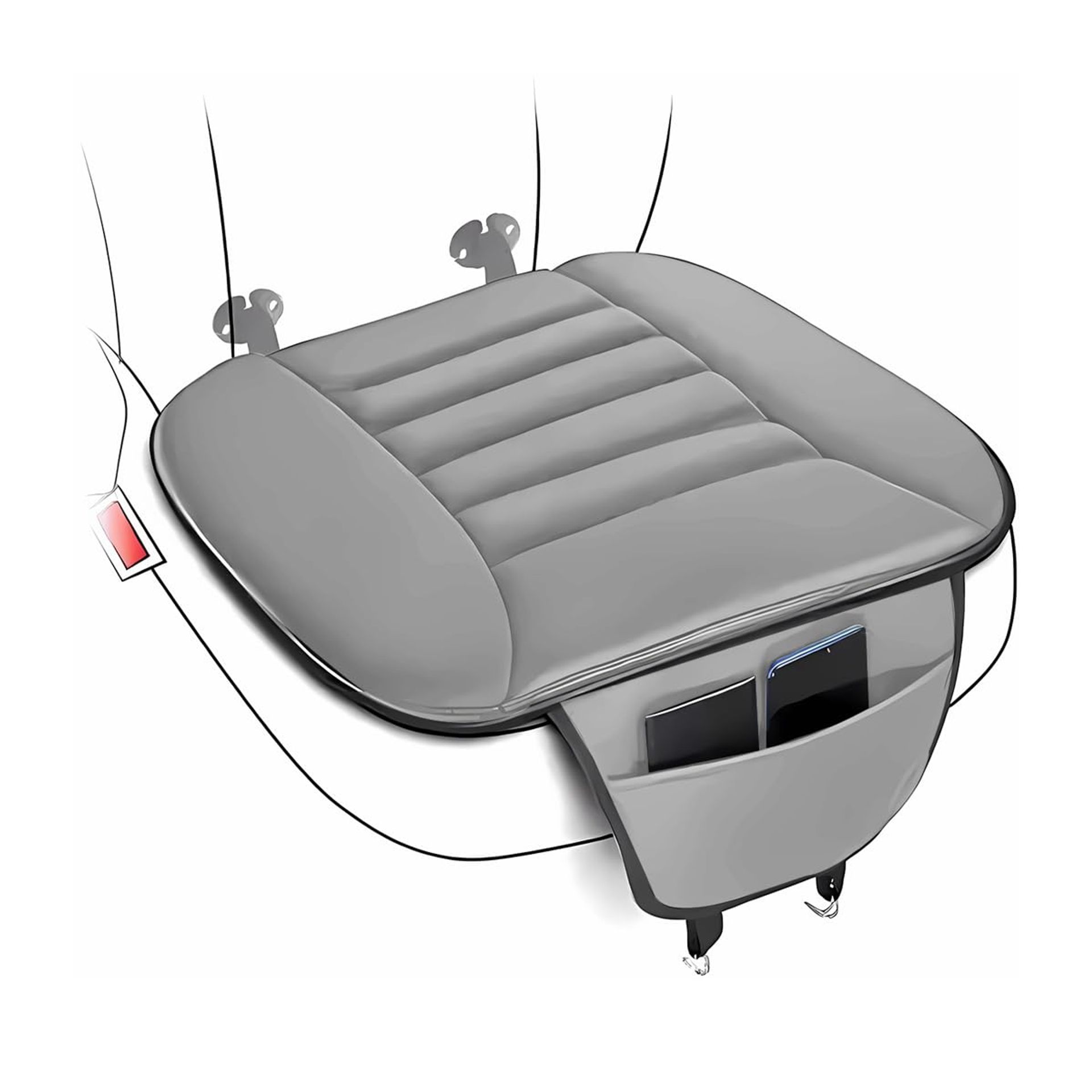 JNNJ 2 Pieces Universal Car Seat Cushion, Front Seats Memory Foam Pad, Breathable Non Slip Car Seat Cushion, Comfortable Memory Foam Seat Cushion, Comfortable Memory Foam Car Seats Cushions(Grey)