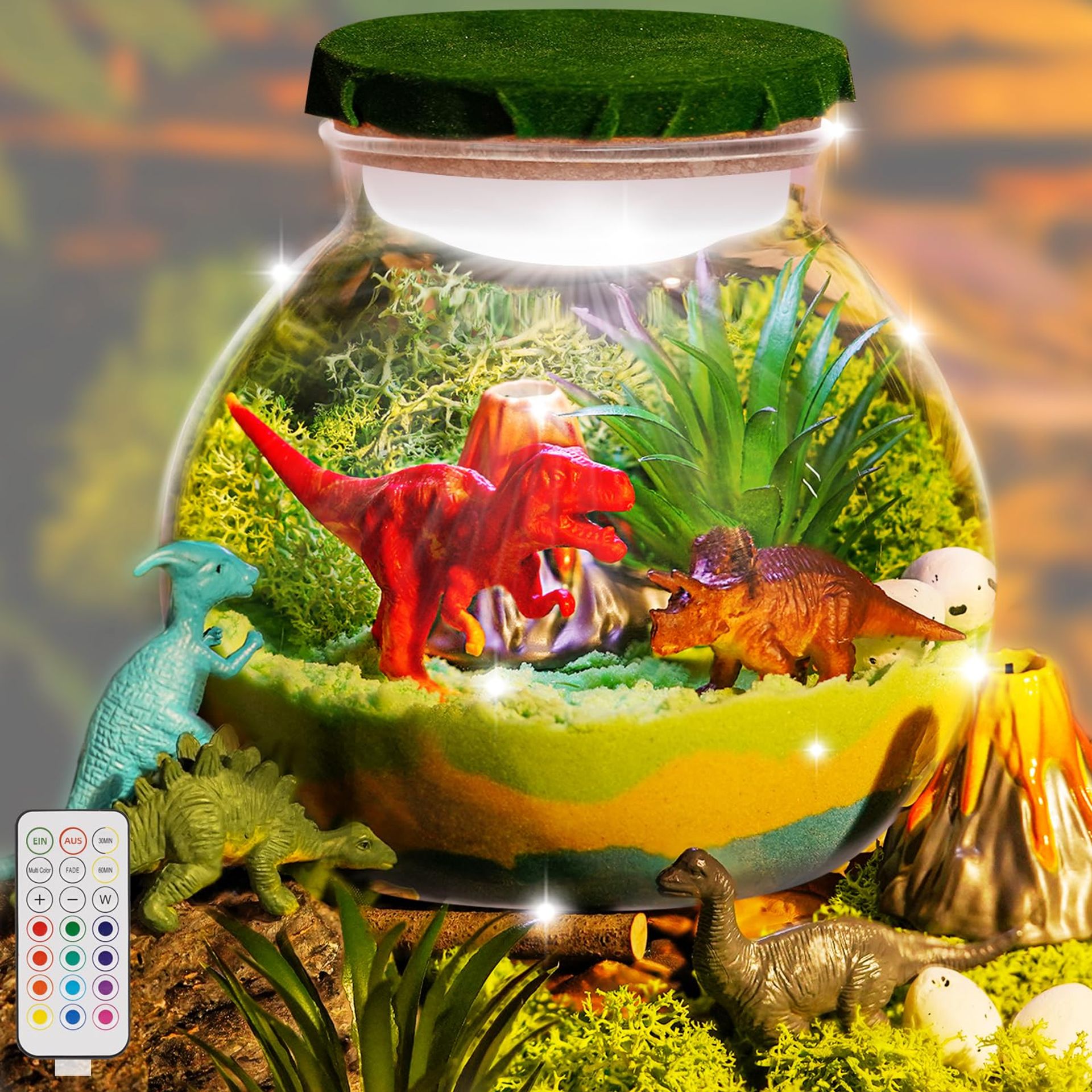Dinosaur Terrarium Kit DIY Night Light Science Craft Set for Kids 4-12 - DIY Dinosaur Toys for Boys