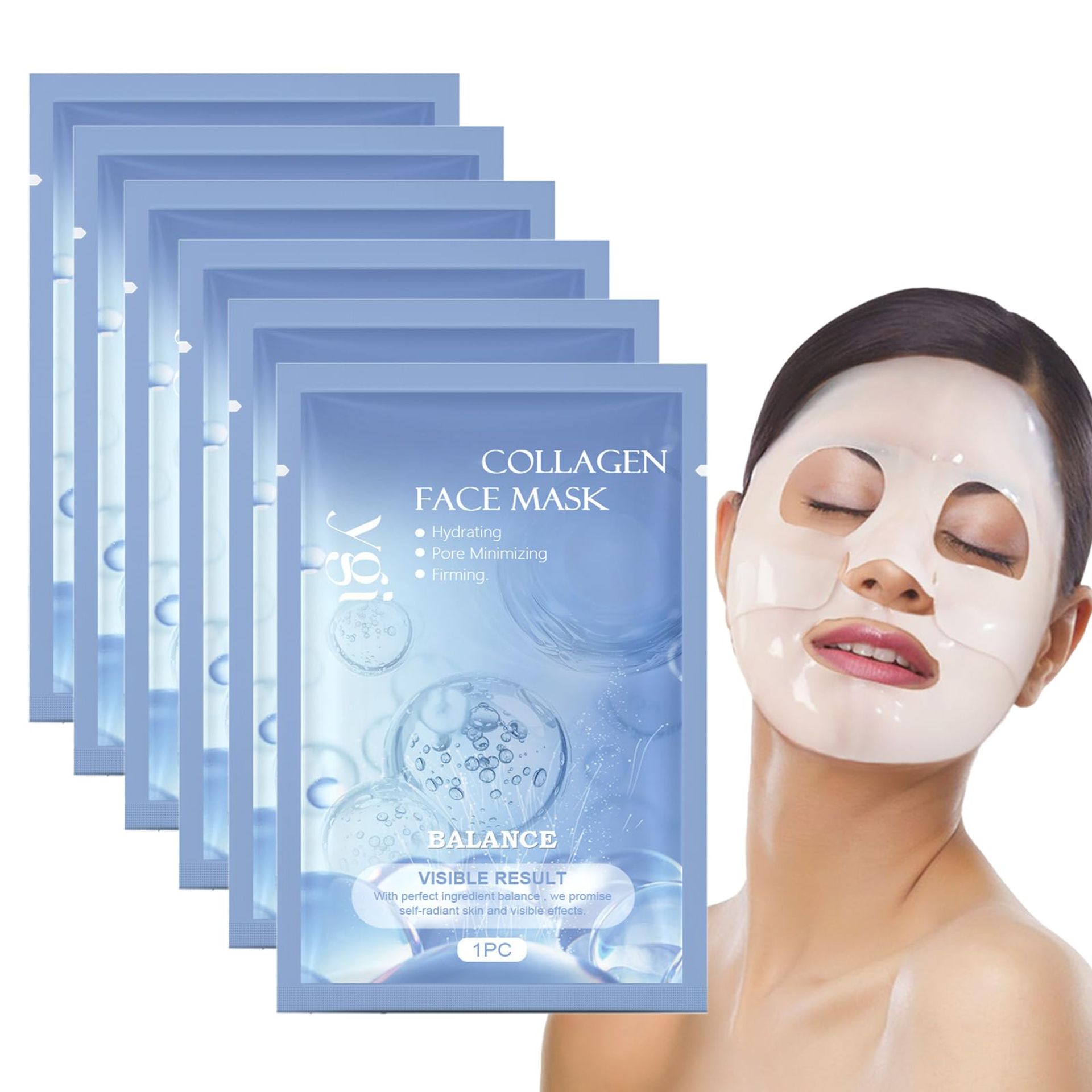 Collagen Face Mask - Collagen Face Mask - 6Pcs Collagen Mask - Face Masks Beauty - Hydrating Face Mask - Collagen Mask Overnight - Elasticity Improvem Tighten Skin (6) (6)