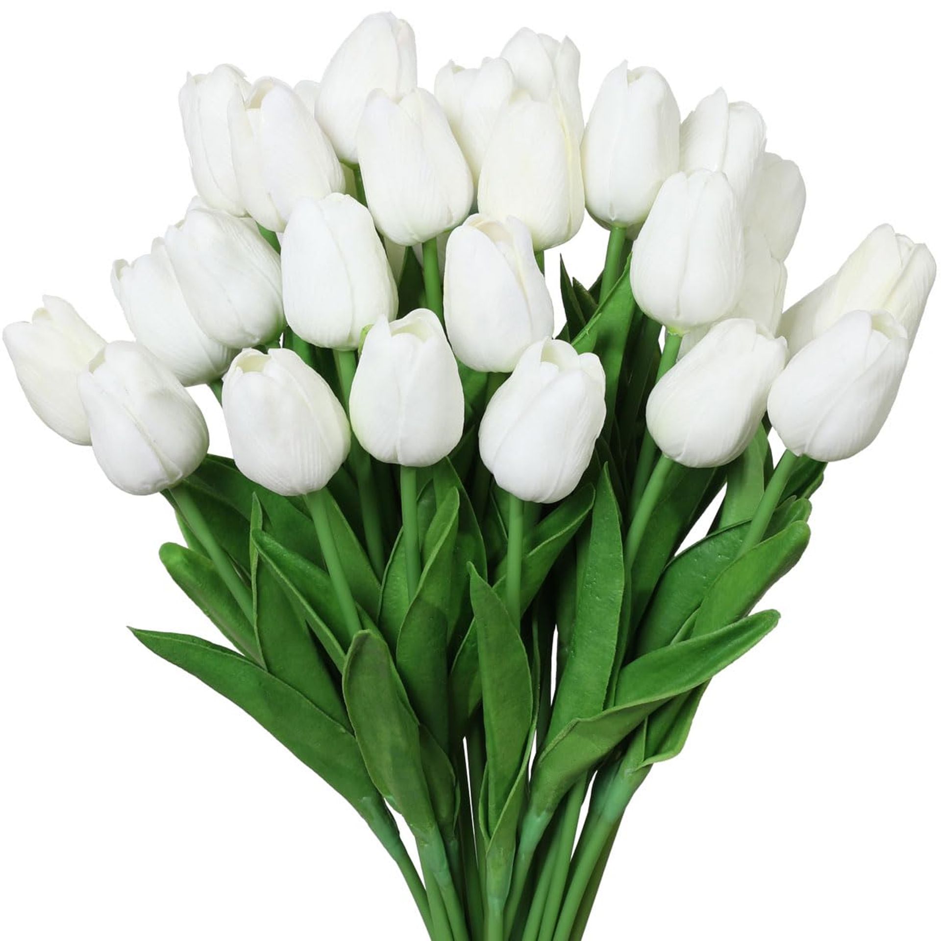 30pcs White Silk Artificial Tulip Bouquet for Weddings & Home Décor