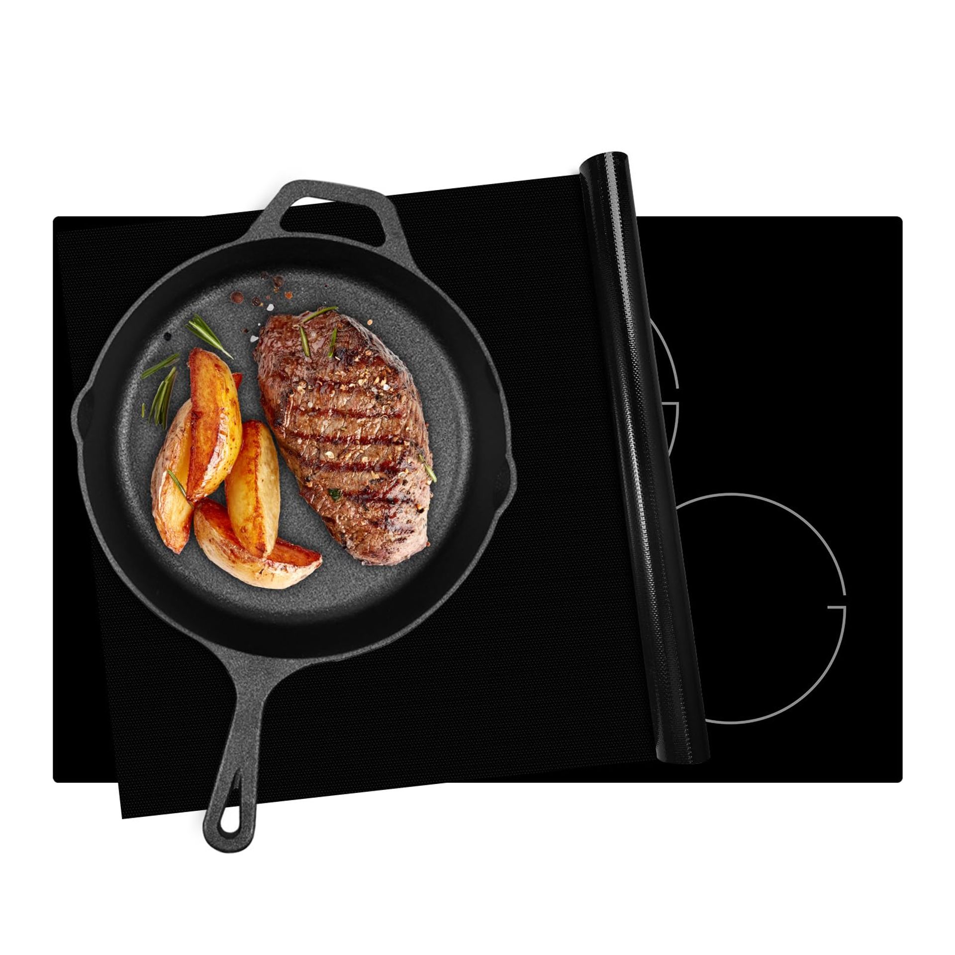 Large Induction Hob Protector Mat, Anti-Scratch Silicone Cover for Electric Stoves, Solid Black 52x78CM - Spring Refresh