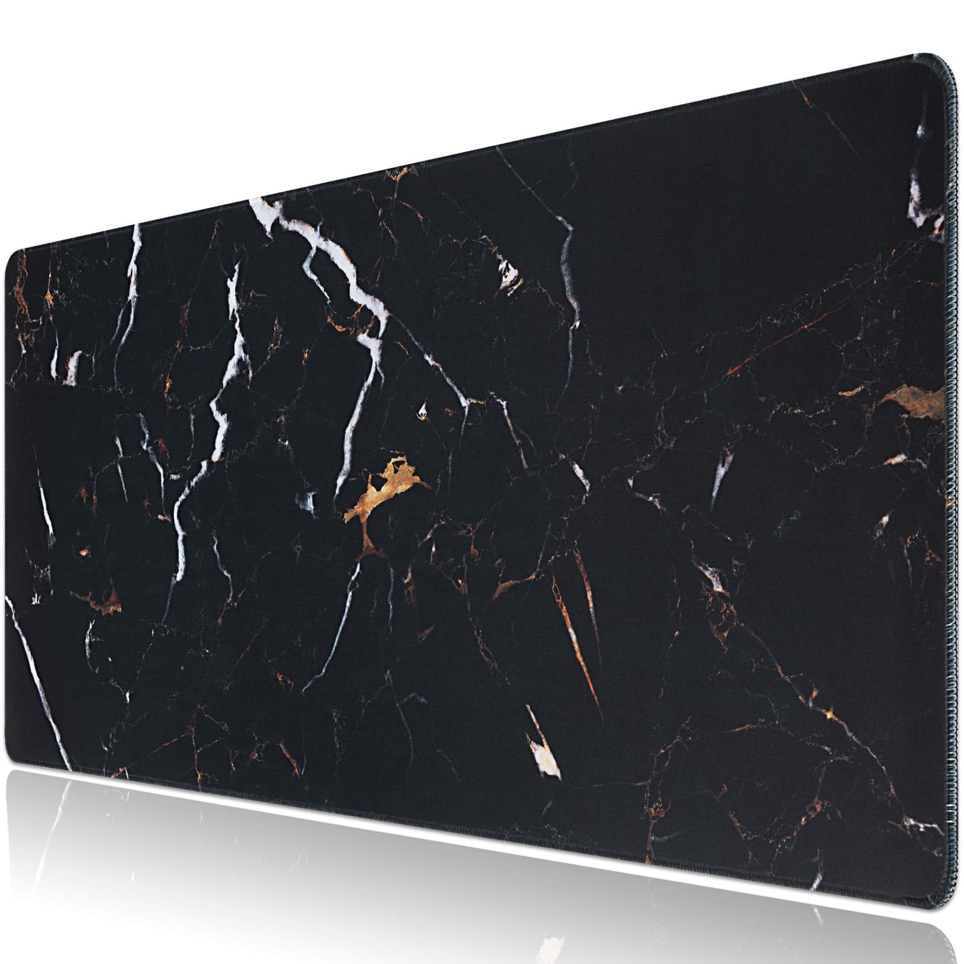 Large Gaming Mouse Pad 35.4×15.7in Desk Mat Non-Slip Rubber Waterproof with Stitched Edges - Black 90×40cm
