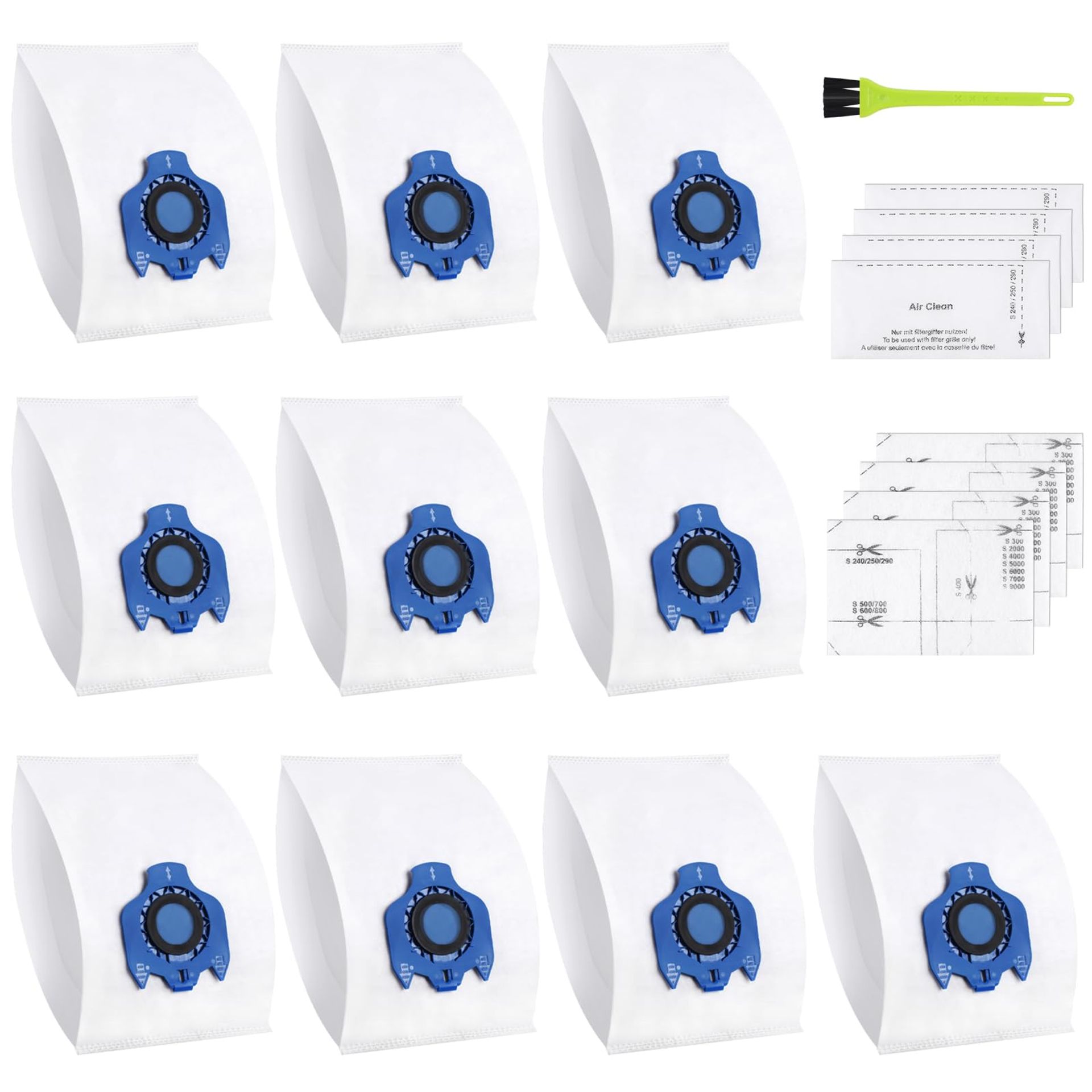 10 Pack Vacuum Cleaner Bags for Miele GN - 3D Efficiency with Filters & Brush Cleaner