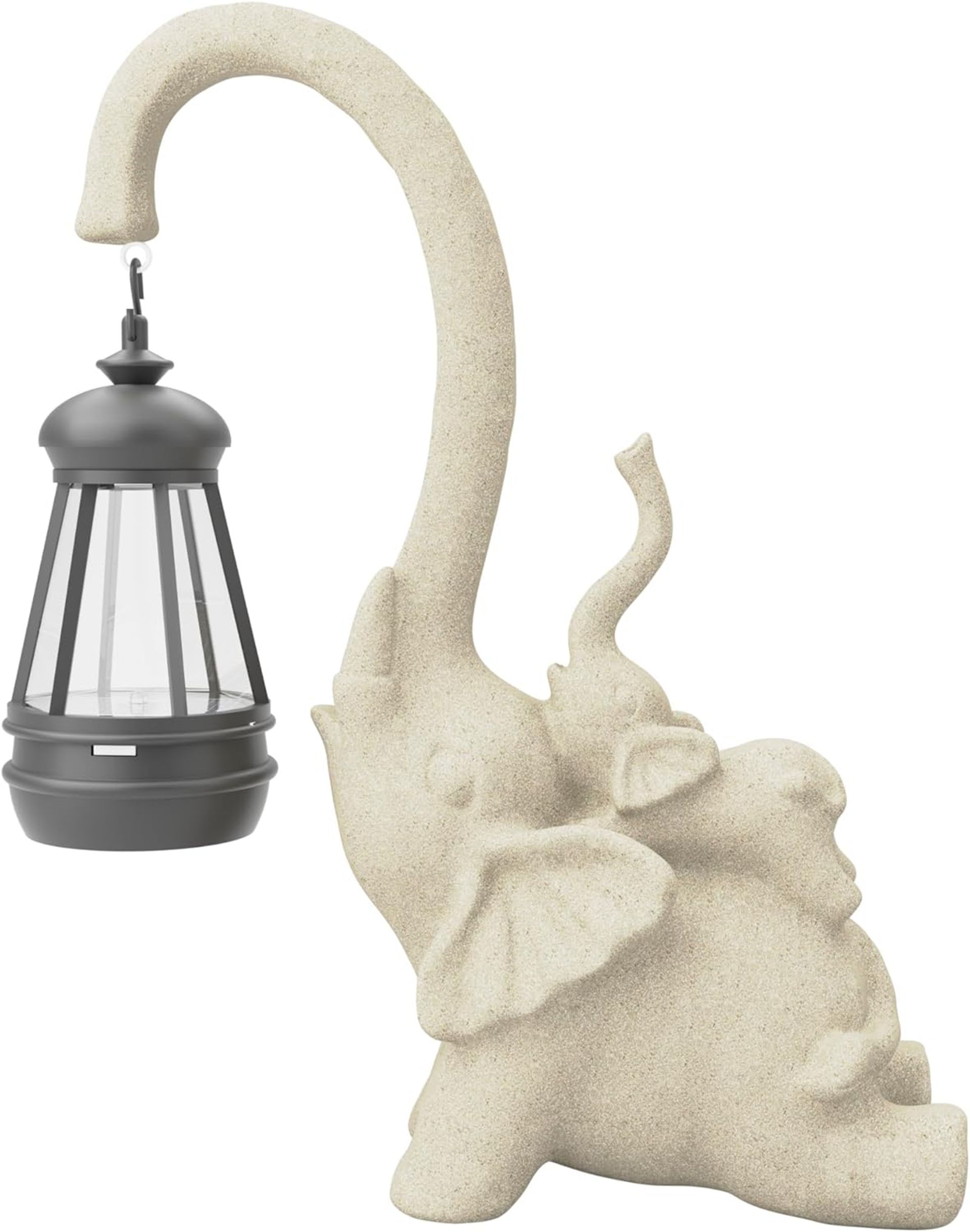 Solar Powered Elephant Garden Ornament LED Light Outdoor Resin Statue Waterproof Animal Sculpture - Yellowish Brown FZY24