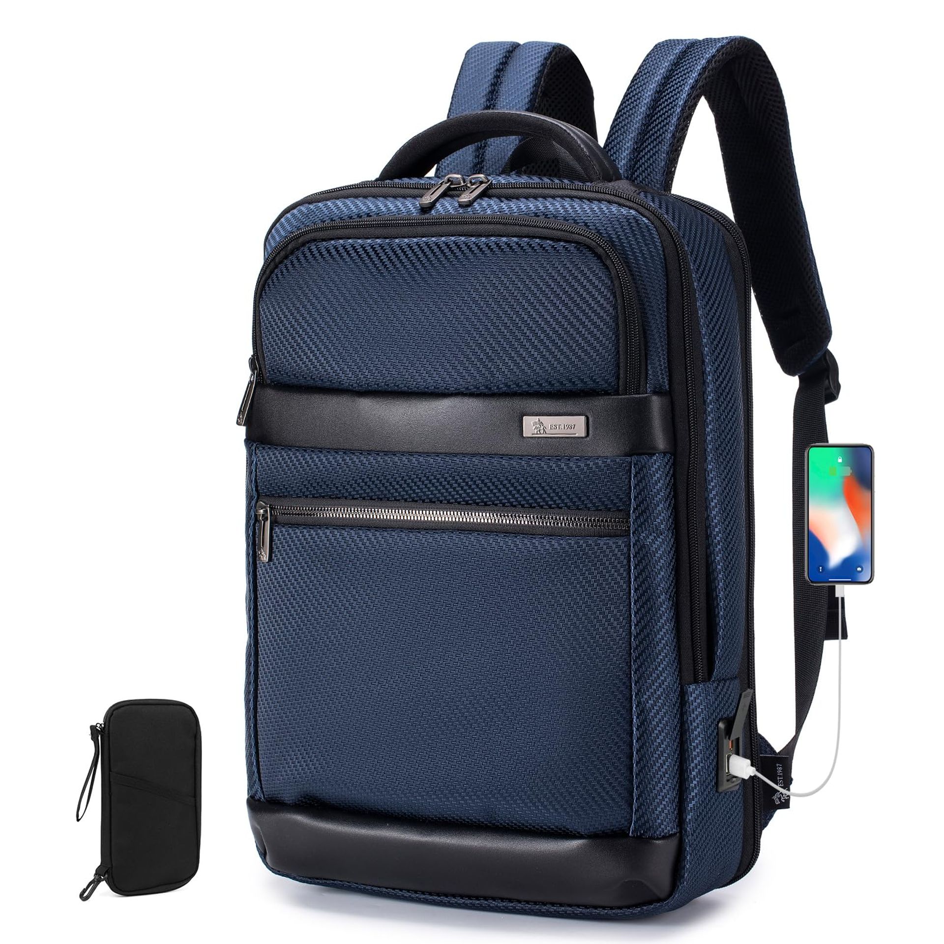 Cabin Bag Backpack Underseat Carry On Fits 15.6" Laptop Anti Theft Flight Bag - Blue 1B766