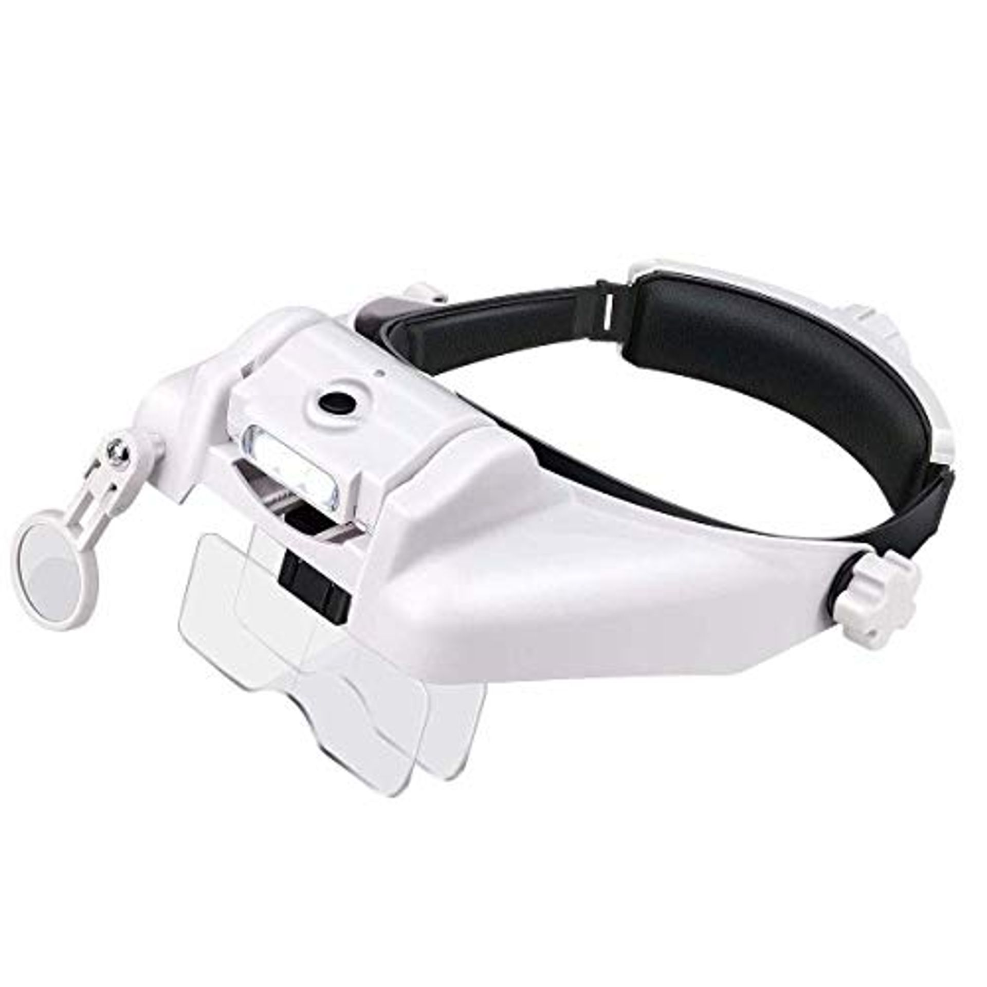 Headband Magnifying Glass with LED Light Rechargeable USB Hands-Free for Jewellery, Watch Repair, Sewing, and Crafts - White Adjustable