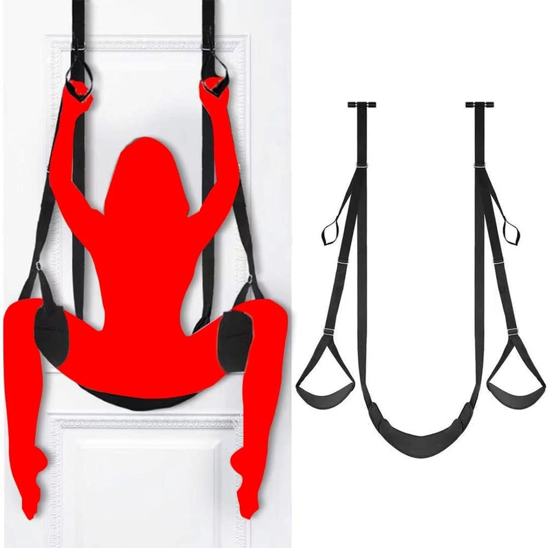 Adjustable Adult Sex Swing Couples Love Sling with Sturdy Straps and Comfort Seat - Black